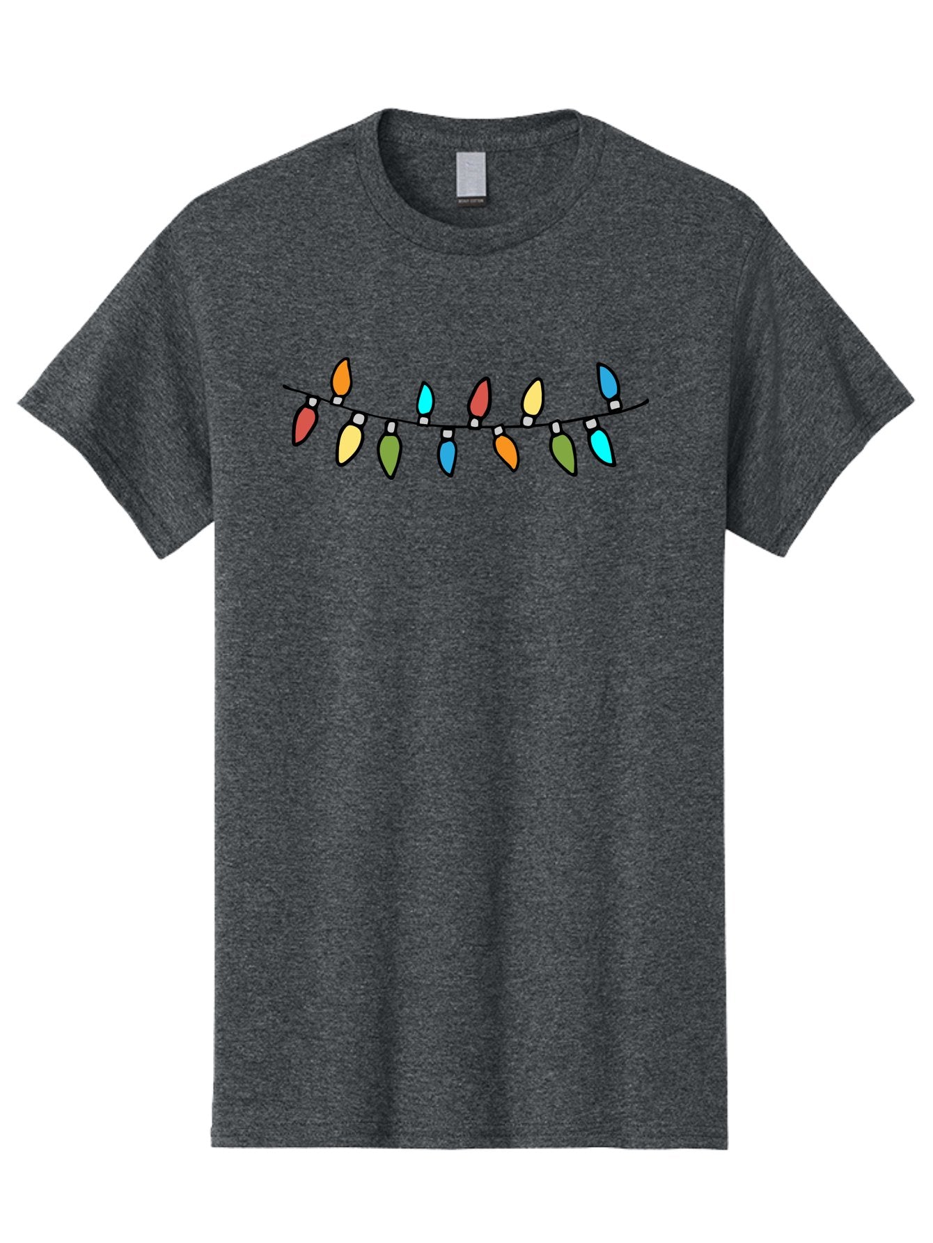 Christmas-Lights Men'S Graphic Tee, 100% Cotton, Comfortable Casual Summer Wear, Machine Washable, Christmas Lights, String Lights, Holiday Decorations, Festive Colors, Red, Orange, Yellow, Blue, Green, Celebration -  Aaa808 6