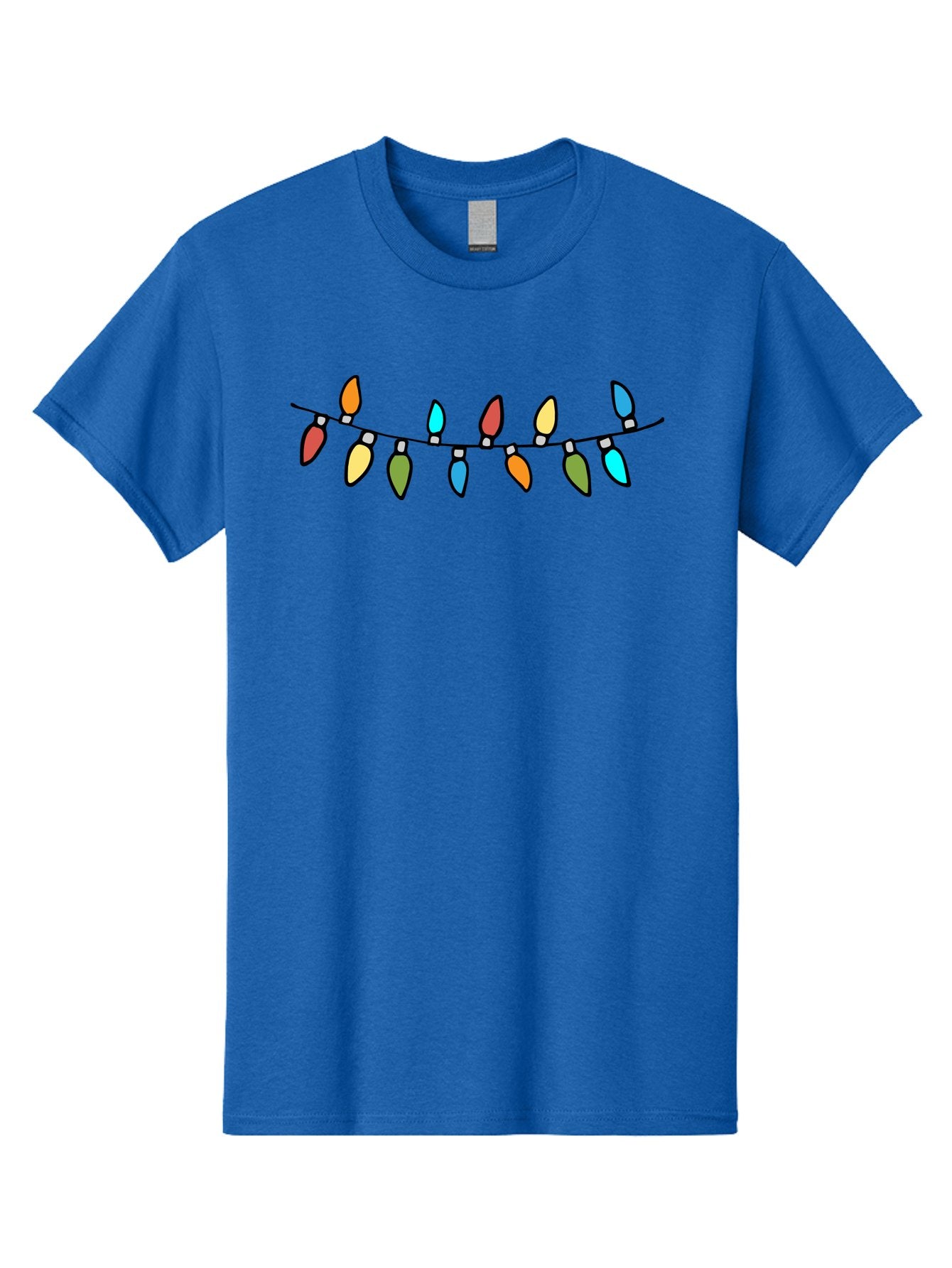 Christmas-Lights Men'S Graphic Tee, 100% Cotton, Comfortable Casual Summer Wear, Machine Washable, Christmas Lights, String Lights, Holiday Decorations, Festive Colors, Red, Orange, Yellow, Blue, Green, Celebration -  Aaa808 12