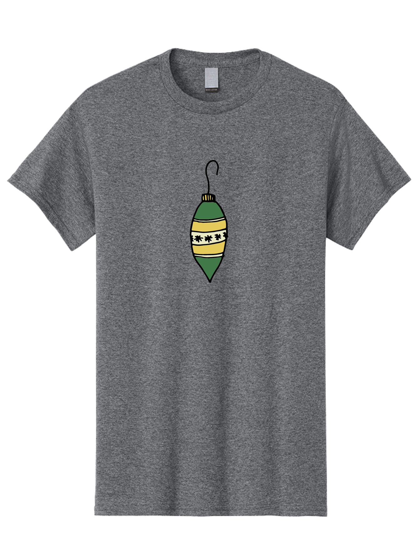 Christmas-Ornament-1 Men'S Graphic Tee, 100% Cotton, Comfortable Casual Summer Wear, Machine Washable, Christmas Decoration, Festive Ornament, Holiday Decor, Green And Yellow Bauble, Striped Pattern, Floral Design, Hanging Decoration, -  Aaa809 21