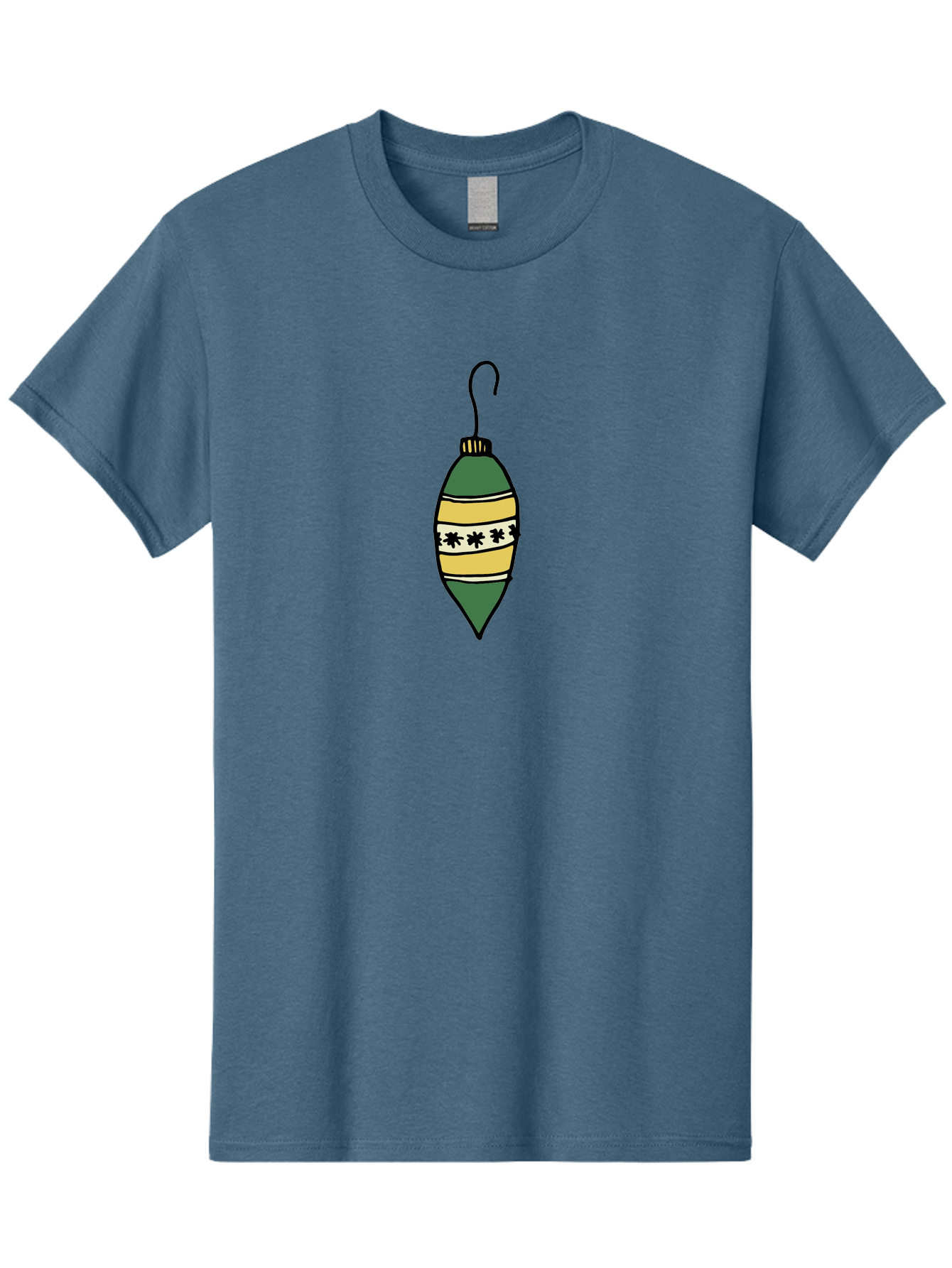 Christmas-Ornament-1 Men'S Graphic Tee, 100% Cotton, Comfortable Casual Summer Wear, Machine Washable, Christmas Decoration, Festive Ornament, Holiday Decor, Green And Yellow Bauble, Striped Pattern, Floral Design, Hanging Decoration, -  Aaa809 9