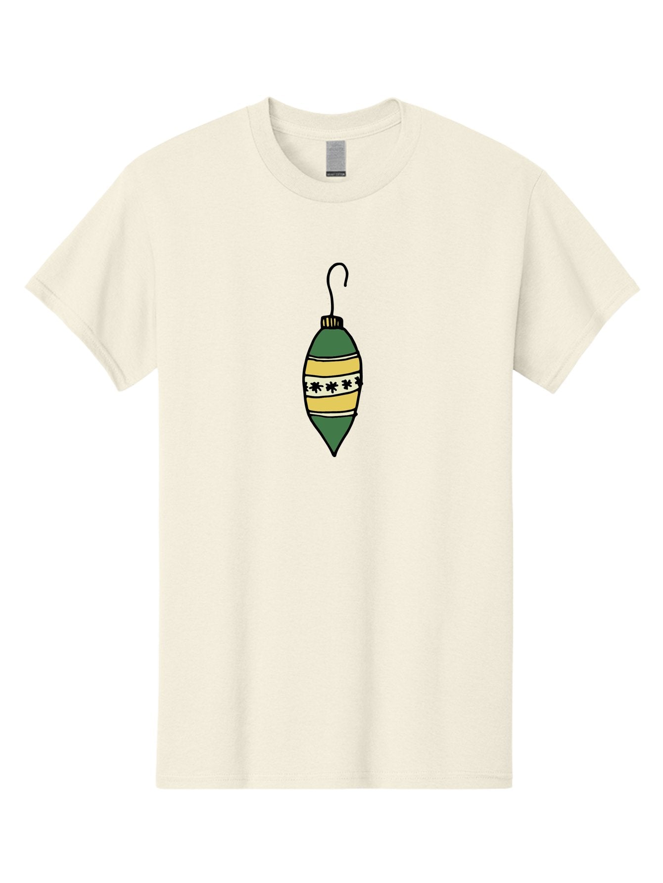 Christmas-Ornament-1 Men'S Graphic Tee, 100% Cotton, Comfortable Casual Summer Wear, Machine Washable, Christmas Decoration, Festive Ornament, Holiday Decor, Green And Yellow Bauble, Striped Pattern, Floral Design, Hanging Decoration, -  Aaa809 8