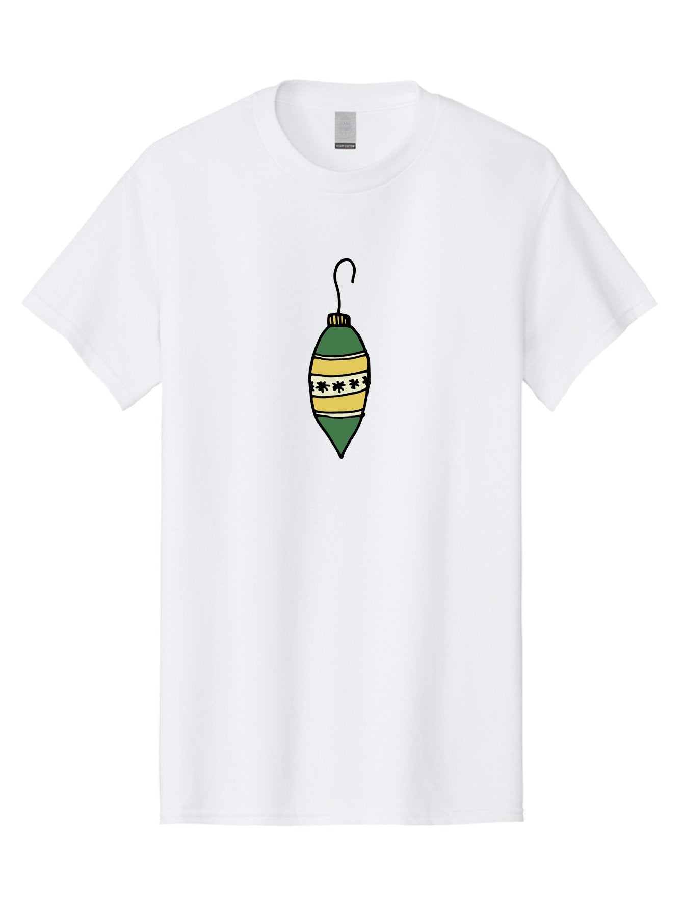 Christmas-Ornament-1 Men'S Graphic Tee, 100% Cotton, Comfortable Casual Summer Wear, Machine Washable, Christmas Decoration, Festive Ornament, Holiday Decor, Green And Yellow Bauble, Striped Pattern, Floral Design, Hanging Decoration, -  Aaa809 5