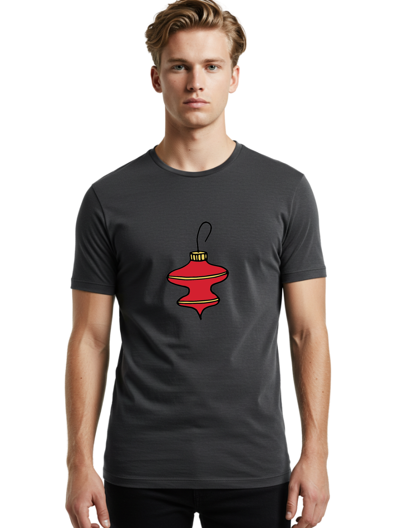 Christmas-Ornament-2 Men'S Graphic Tee, 100% Cotton, Comfortable Casual Summer Wear, Machine Washable, Christmas Decoration, Red Ornament, Festive Decor, Holiday Season, Christmas Tree, Christmas Bauble, Golden Details, Cartoon Style -  Aaa810 26
