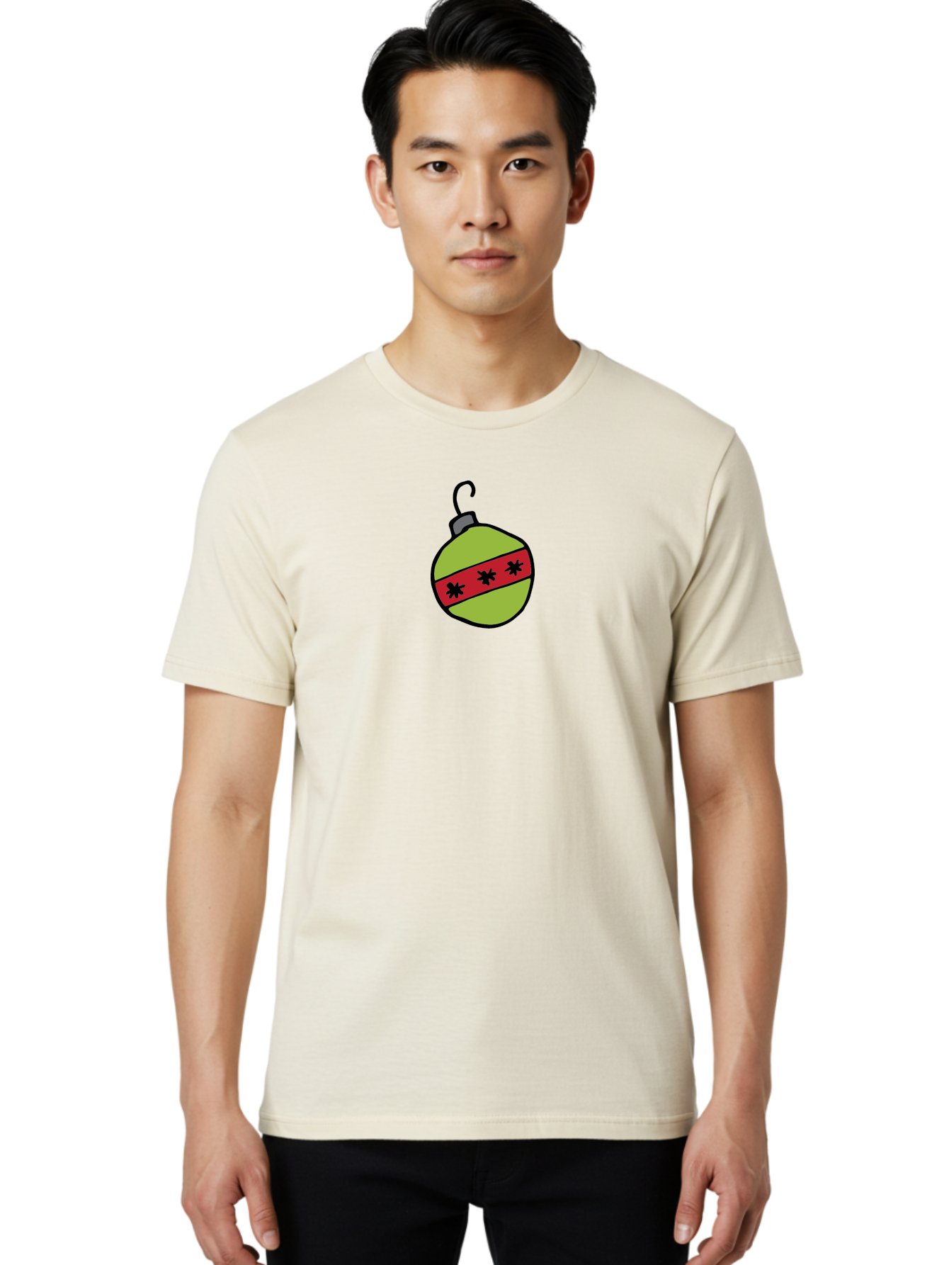 Christmas-Ornament-4 Men'S Graphic Tee, 100% Cotton, Comfortable Casual Summer Wear, Machine Washable, Christmas Ornament, Festive Decoration, Holiday Decor, Red And Green Colors, Asterisks Pattern, Winter Wonderland, -  Aaa812 22