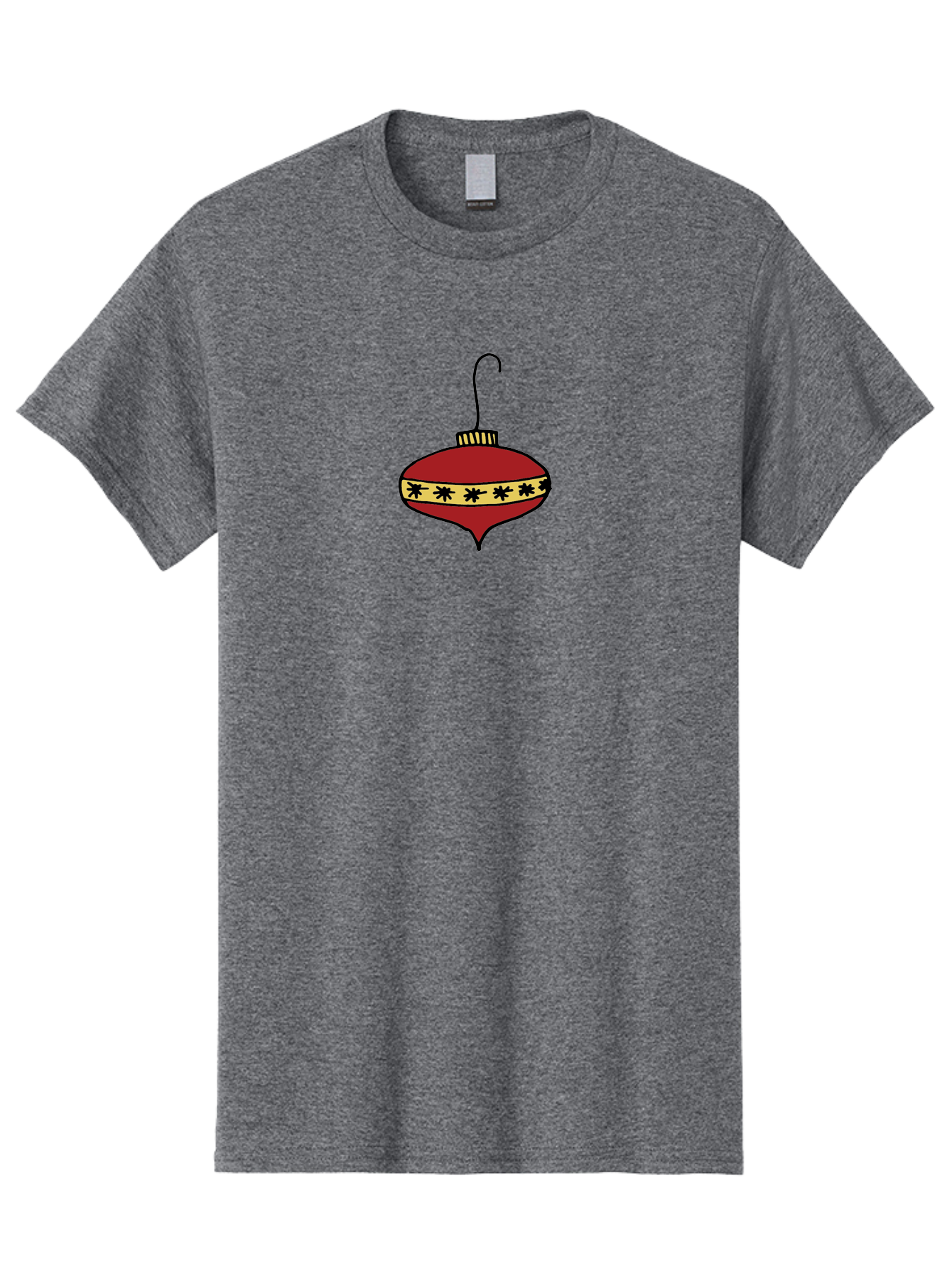Christmas-Ornament Men'S Graphic Tee, 100% Cotton, Comfortable Casual Summer Wear, Machine Washable, Christmas Ornament, Red Decoration, Festive Decor, Holiday Season, Yellow And Black Pattern, Christmas Tree Decoration, Vintage Style, -  Aaa815 5