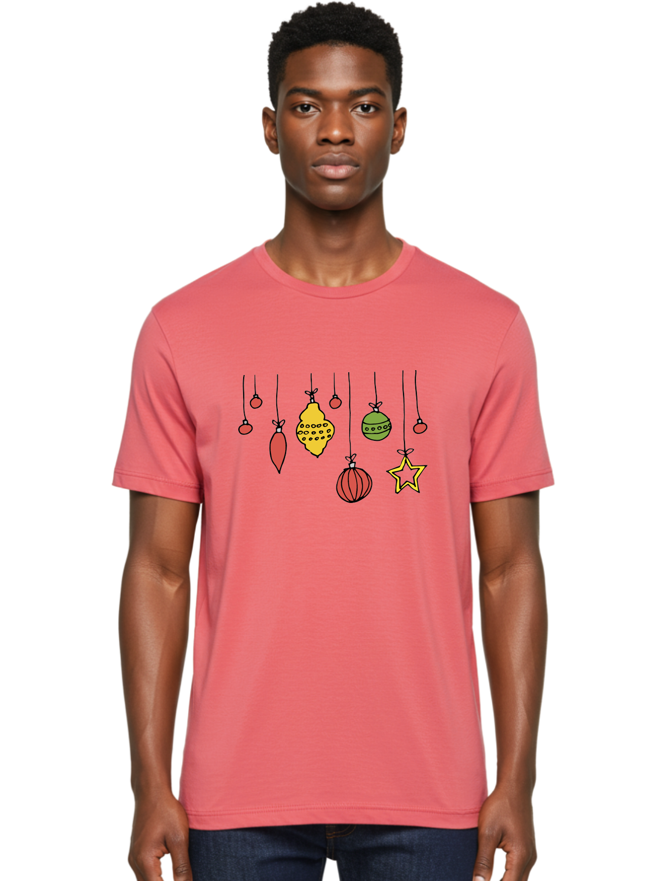 Christmas-Ornaments-1 Men'S Graphic Tee, 100% Cotton, Comfortable Casual Summer Wear, Machine Washable, Christmas Ornaments, Hanging Decorations, Festive Decor, Holiday Season, Christmas Tree Decorations, Red And Green Ornaments, -  Aaa816 28