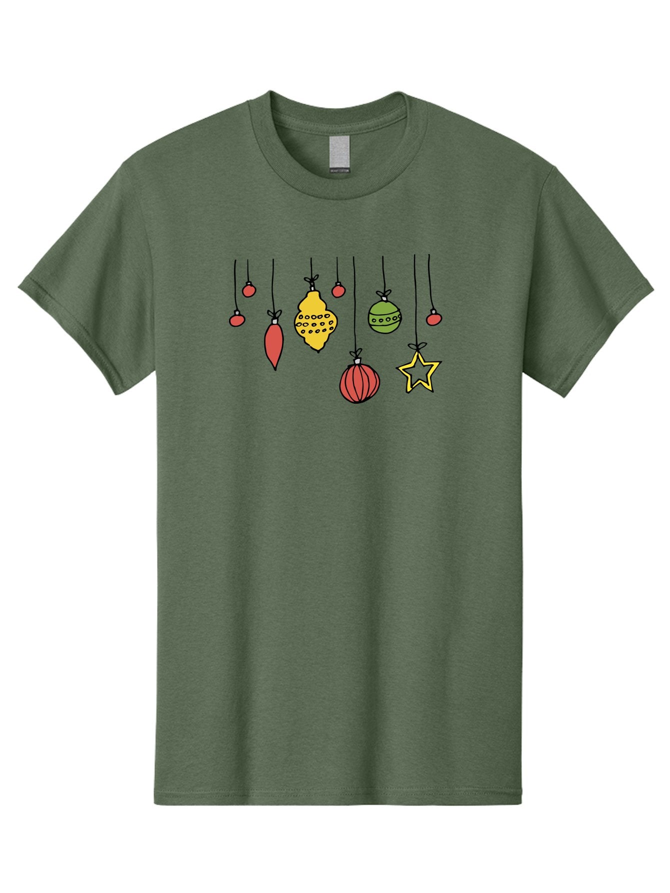 Christmas-Ornaments-1 Men'S Graphic Tee, 100% Cotton, Comfortable Casual Summer Wear, Machine Washable, Christmas Ornaments, Hanging Decorations, Festive Decor, Holiday Season, Christmas Tree Decorations, Red And Green Ornaments, -  Aaa816 3