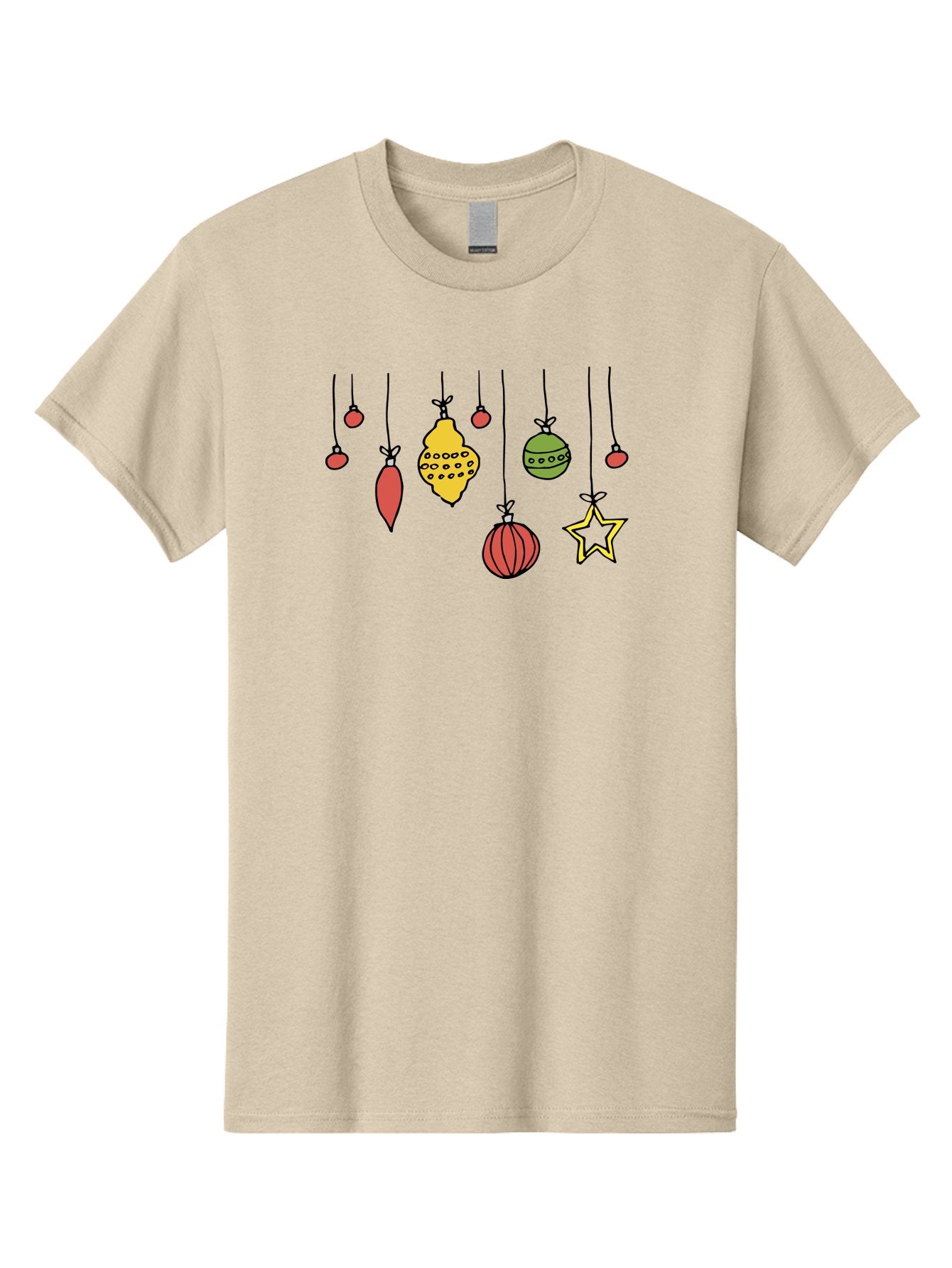 Christmas-Ornaments-1 Men'S Graphic Tee, 100% Cotton, Comfortable Casual Summer Wear, Machine Washable, Christmas Ornaments, Hanging Decorations, Festive Decor, Holiday Season, Christmas Tree Decorations, Red And Green Ornaments, -  Aaa816 4