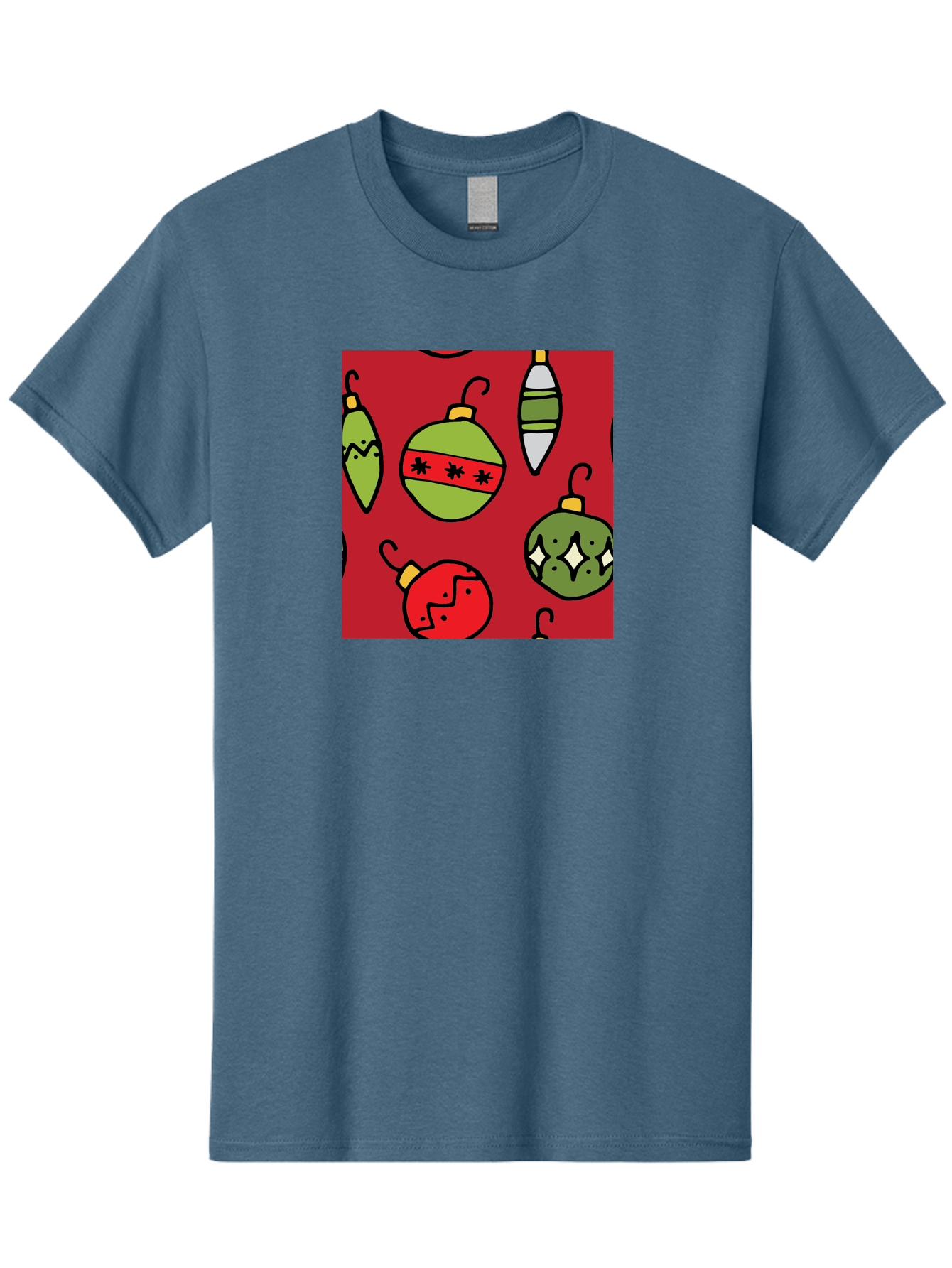 Christmas-Ornaments Men'S Graphic Tee, 100% Cotton, Comfortable Casual Summer Wear, Machine Washable, Christmas Decorations, Festive Ornaments, Holiday Baubles, Red And Green Theme, Cartoon Style, Winter Wonderland, Seasonal Decor, -  Aaa817 25