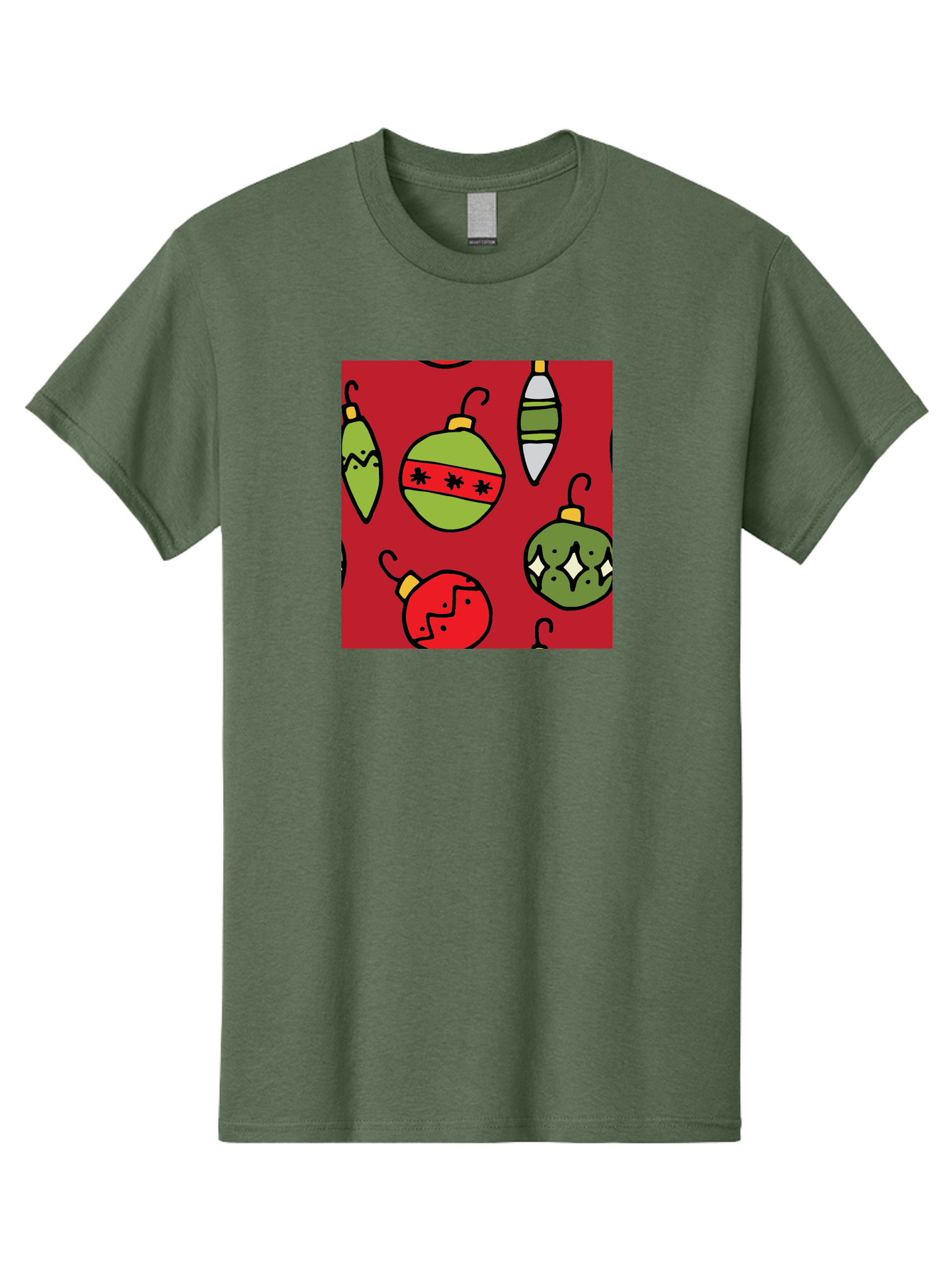 Christmas-Ornaments Men'S Graphic Tee, 100% Cotton, Comfortable Casual Summer Wear, Machine Washable, Christmas Decorations, Festive Ornaments, Holiday Baubles, Red And Green Theme, Cartoon Style, Winter Wonderland, Seasonal Decor, -  Aaa817 27