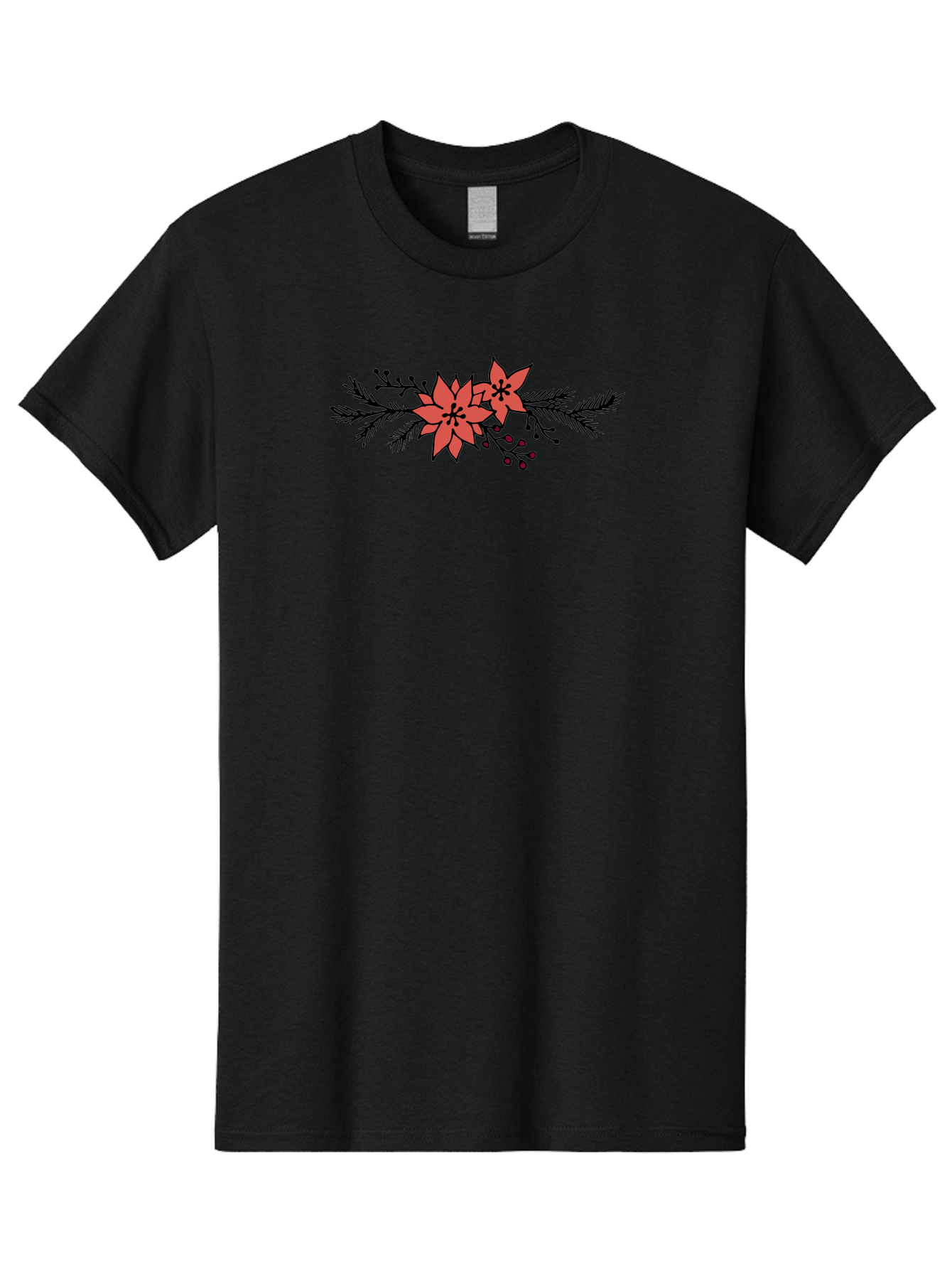 Christmas-Poinsettia Men'S Graphic Tee, 100% Cotton, Comfortable Casual Summer Wear, Machine Washable, Red Poinsettia Flowers, Festive Decorations, Holiday Decor, Christmas Flowers, Floral Arrangements, Winter Flowers -  Aaa818 11
