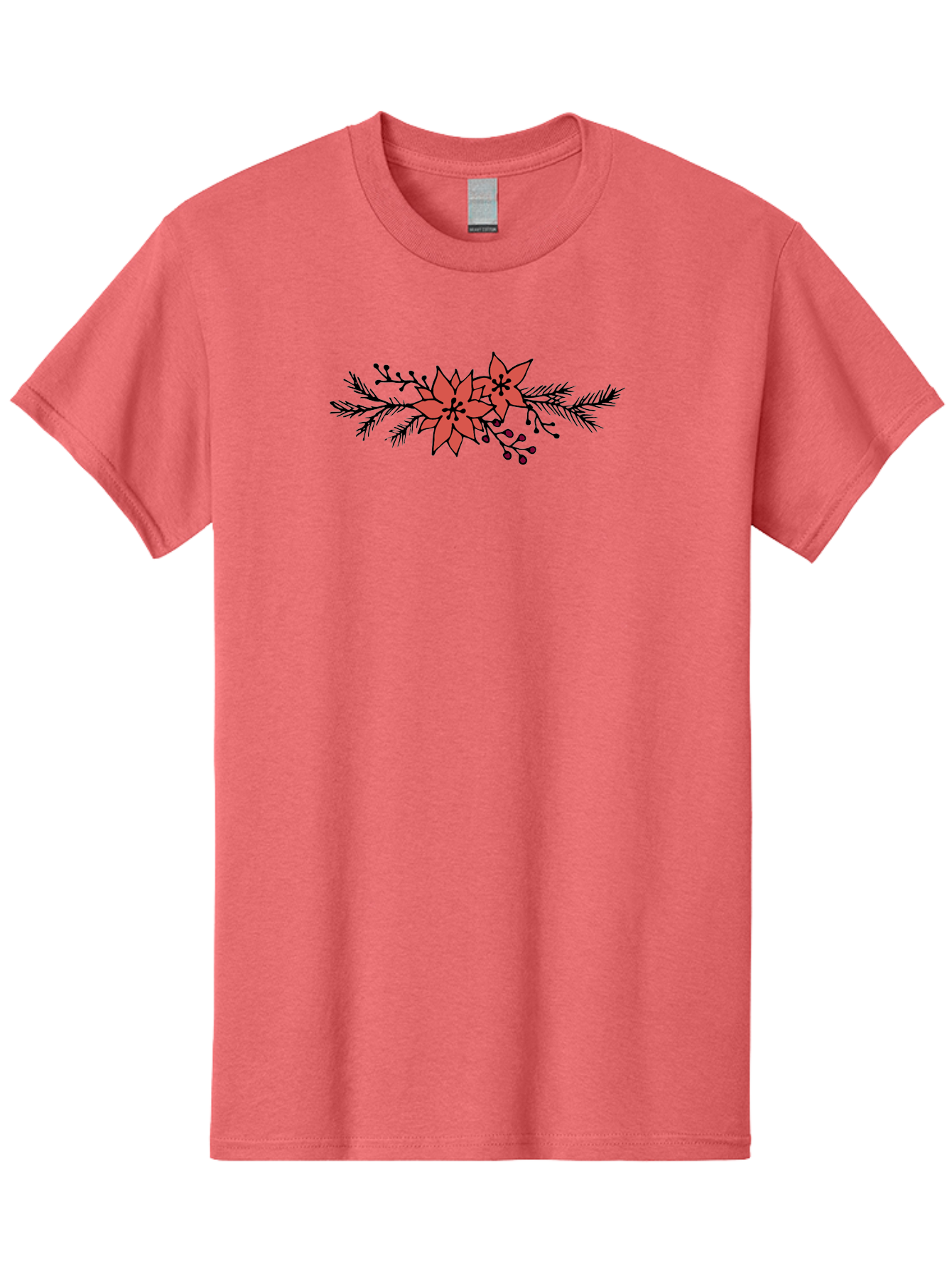 Christmas-Poinsettia Men'S Graphic Tee, 100% Cotton, Comfortable Casual Summer Wear, Machine Washable, Red Poinsettia Flowers, Festive Decorations, Holiday Decor, Christmas Flowers, Floral Arrangements, Winter Flowers -  Aaa818 21