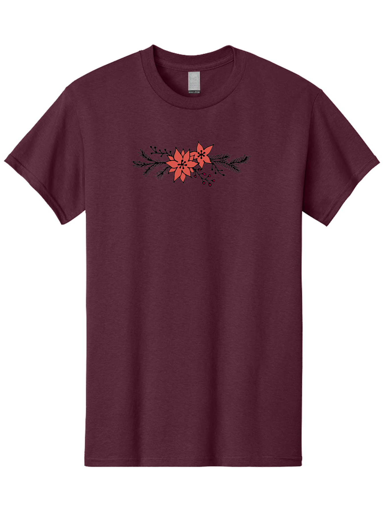 Christmas-Poinsettia Men'S Graphic Tee, 100% Cotton, Comfortable Casual Summer Wear, Machine Washable, Red Poinsettia Flowers, Festive Decorations, Holiday Decor, Christmas Flowers, Floral Arrangements, Winter Flowers -  Aaa818 29