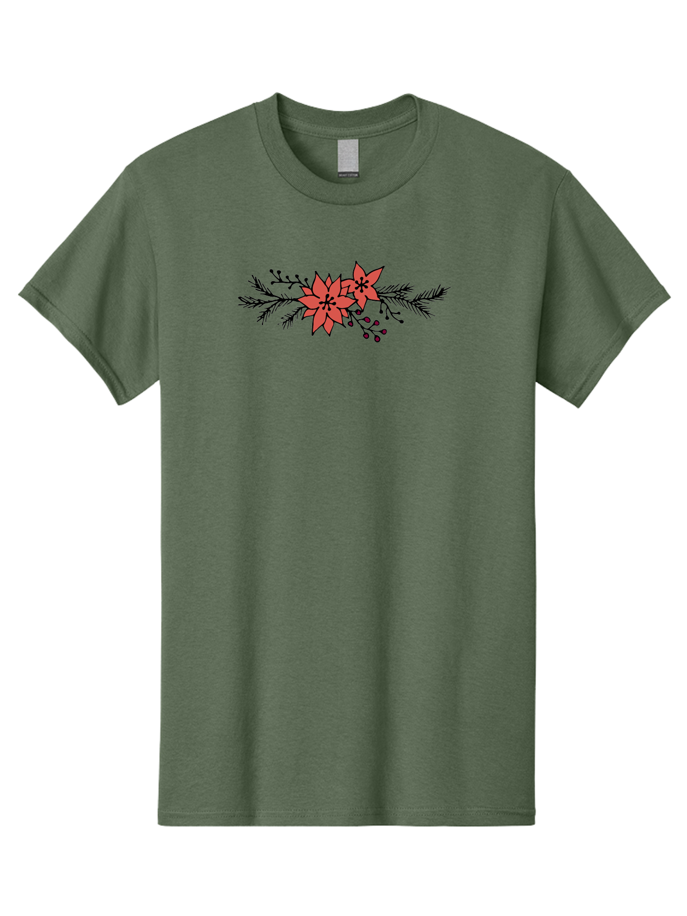 Christmas-Poinsettia Men'S Graphic Tee, 100% Cotton, Comfortable Casual Summer Wear, Machine Washable, Red Poinsettia Flowers, Festive Decorations, Holiday Decor, Christmas Flowers, Floral Arrangements, Winter Flowers -  Aaa818 9