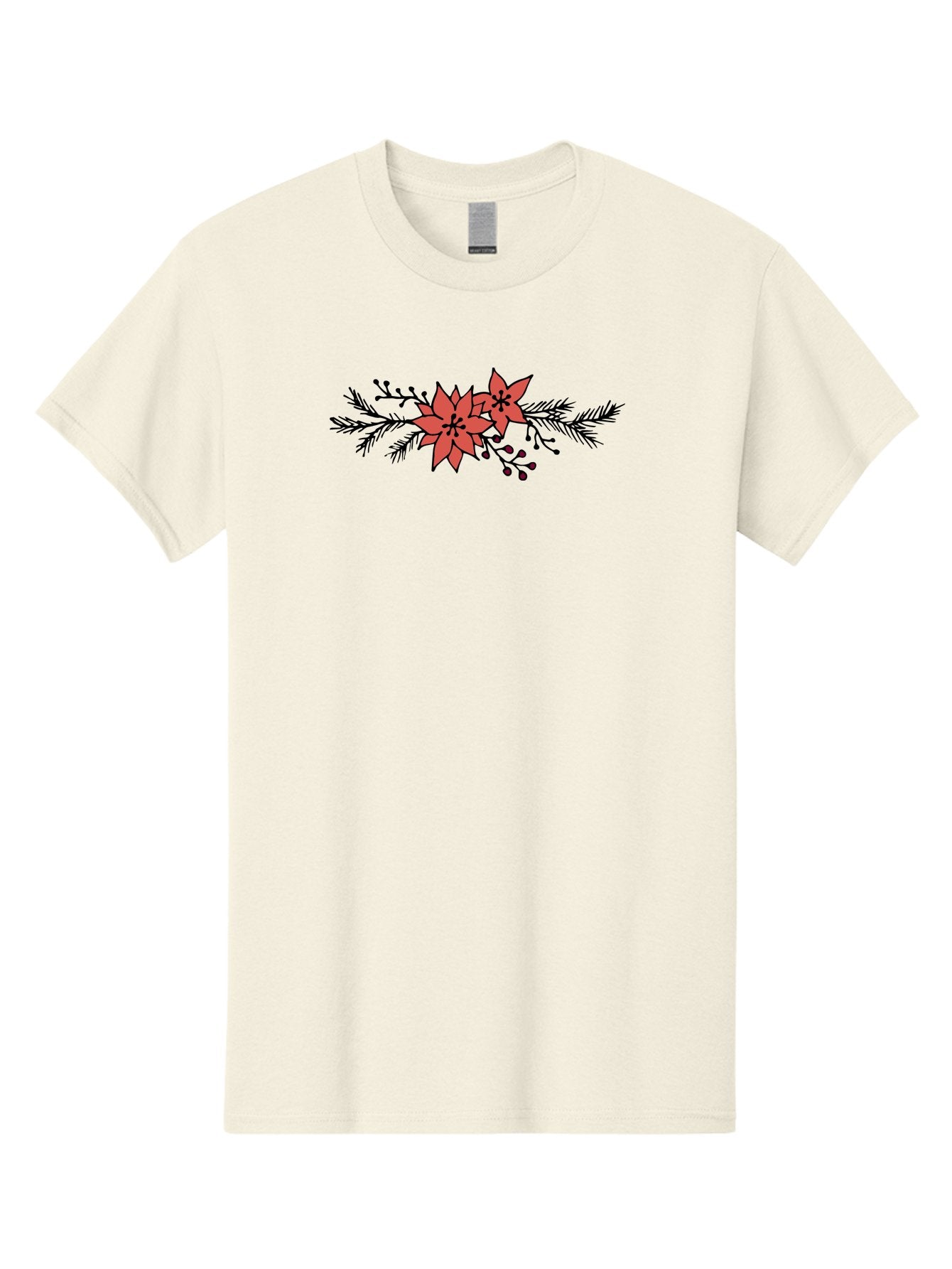 Christmas-Poinsettia Men'S Graphic Tee, 100% Cotton, Comfortable Casual Summer Wear, Machine Washable, Red Poinsettia Flowers, Festive Decorations, Holiday Decor, Christmas Flowers, Floral Arrangements, Winter Flowers -  Aaa818 5