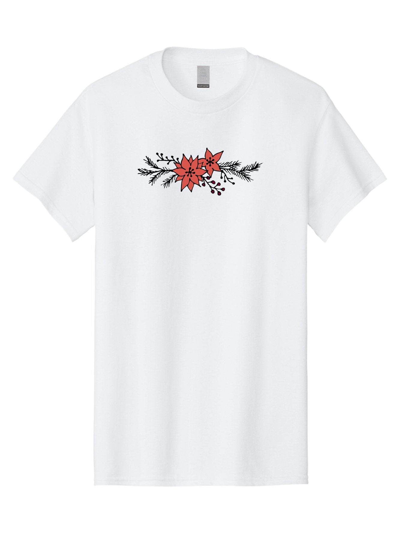 Christmas-Poinsettia Men'S Graphic Tee, 100% Cotton, Comfortable Casual Summer Wear, Machine Washable, Red Poinsettia Flowers, Festive Decorations, Holiday Decor, Christmas Flowers, Floral Arrangements, Winter Flowers -  Aaa818 13