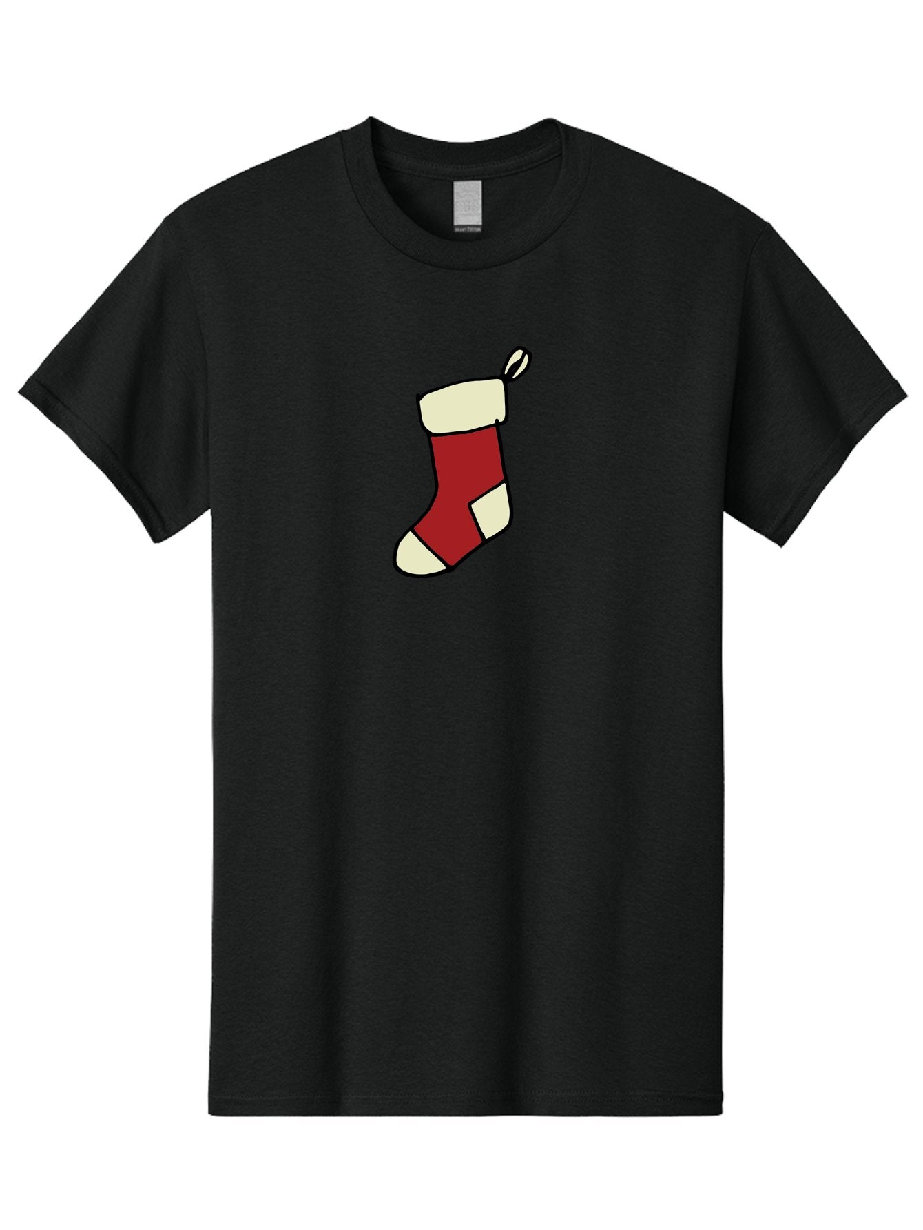 Christmas-Stocking Men'S Graphic Tee, 100% Cotton, Comfortable Casual Summer Wear, Machine Washable, Christmas Stocking, Holiday Decor, Festive Tradition, Red And White Colors, Black Outline, Cartoon Style, Holiday Season, Winter Wonderland -  Aaa821 10