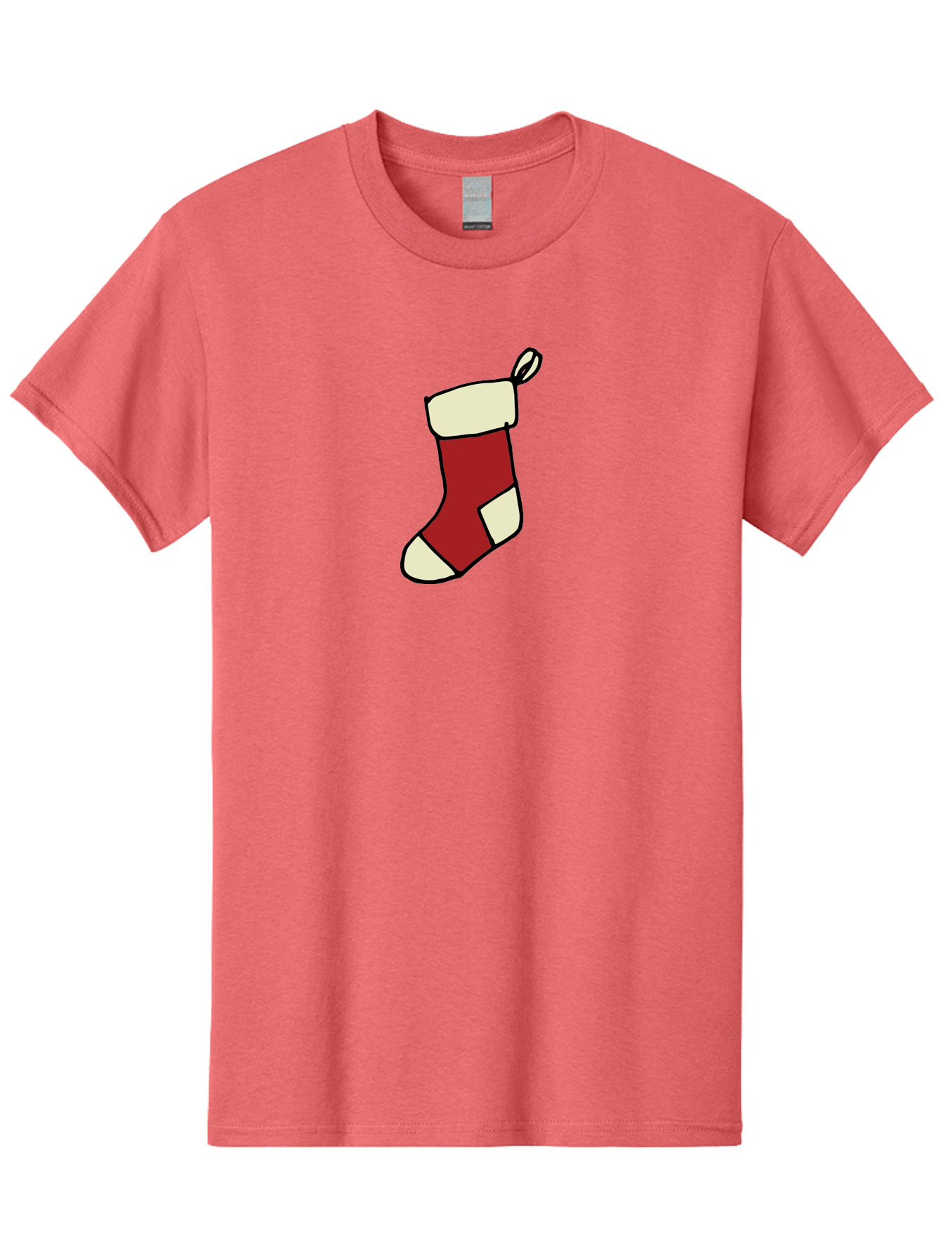 Christmas-Stocking Men'S Graphic Tee, 100% Cotton, Comfortable Casual Summer Wear, Machine Washable, Christmas Stocking, Holiday Decor, Festive Tradition, Red And White Colors, Black Outline, Cartoon Style, Holiday Season, Winter Wonderland -  Aaa821 19