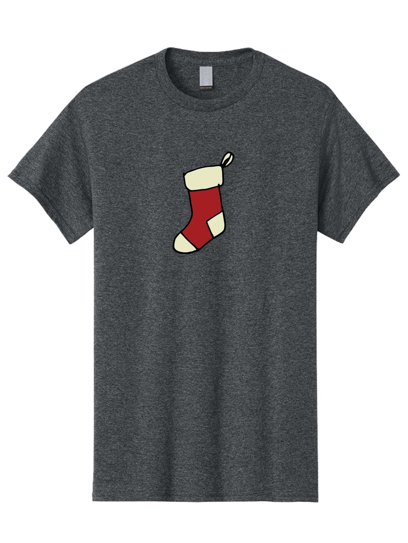 Christmas-Stocking Men'S Graphic Tee, 100% Cotton, Comfortable Casual Summer Wear, Machine Washable, Christmas Stocking, Holiday Decor, Festive Tradition, Red And White Colors, Black Outline, Cartoon Style, Holiday Season, Winter Wonderland -  Aaa821 3