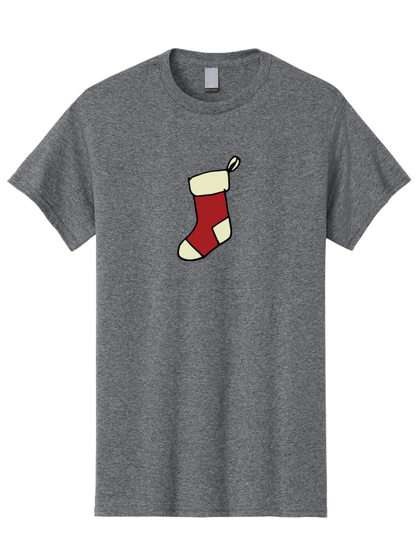 Christmas-Stocking Men'S Graphic Tee, 100% Cotton, Comfortable Casual Summer Wear, Machine Washable, Christmas Stocking, Holiday Decor, Festive Tradition, Red And White Colors, Black Outline, Cartoon Style, Holiday Season, Winter Wonderland -  Aaa821 15