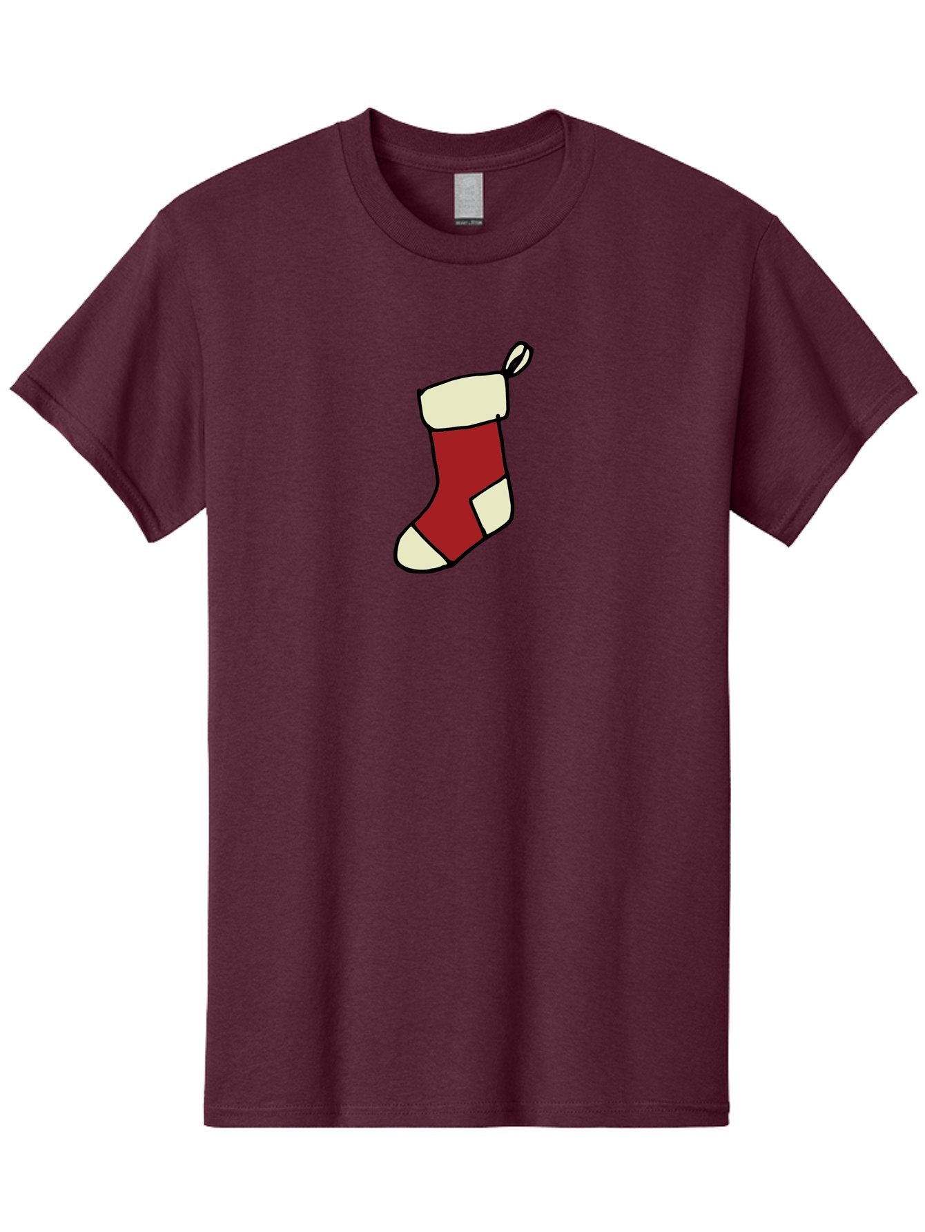 Christmas-Stocking Men'S Graphic Tee, 100% Cotton, Comfortable Casual Summer Wear, Machine Washable, Christmas Stocking, Holiday Decor, Festive Tradition, Red And White Colors, Black Outline, Cartoon Style, Holiday Season, Winter Wonderland -  Aaa821 6