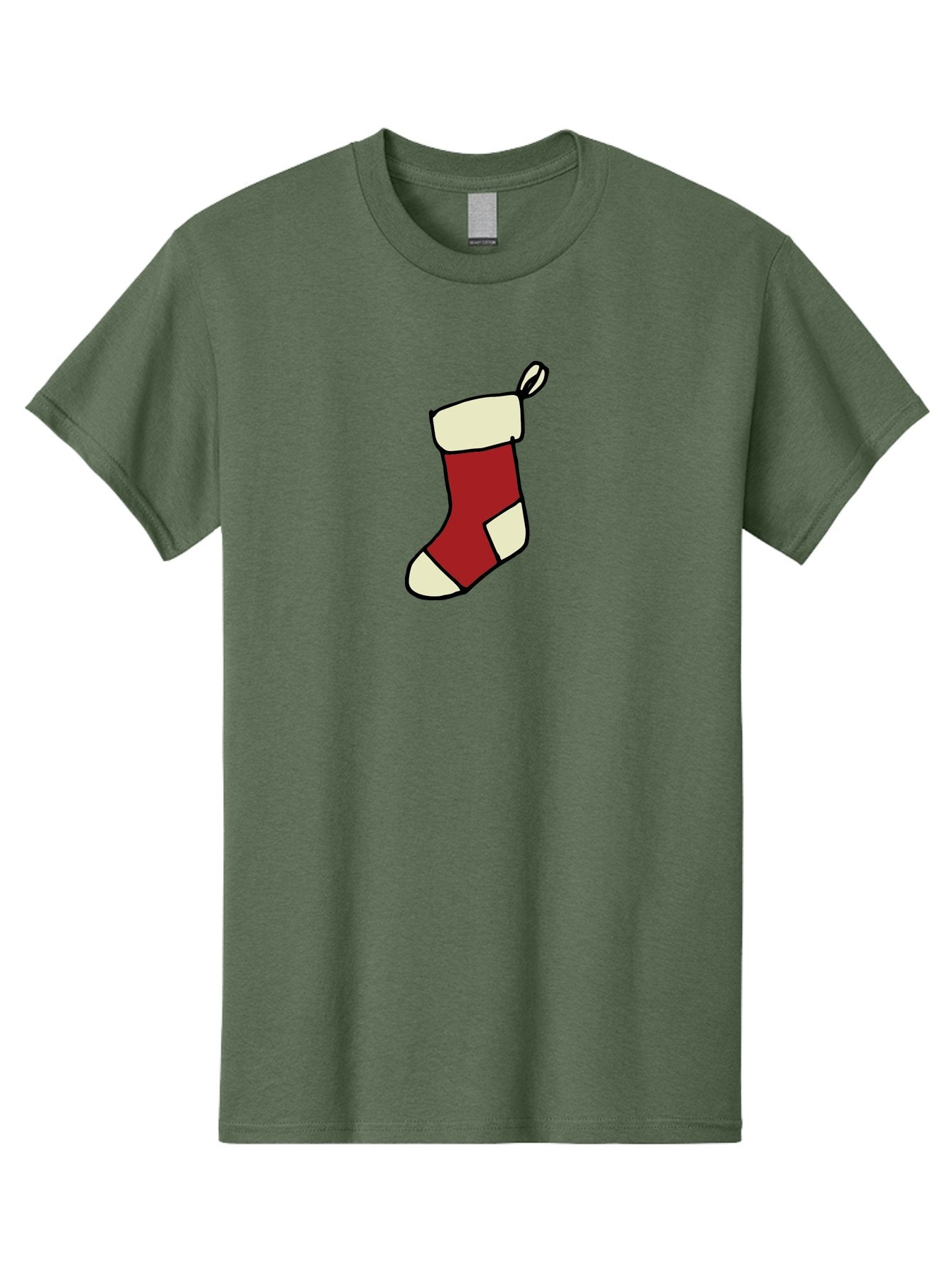 Christmas-Stocking Men'S Graphic Tee, 100% Cotton, Comfortable Casual Summer Wear, Machine Washable, Christmas Stocking, Holiday Decor, Festive Tradition, Red And White Colors, Black Outline, Cartoon Style, Holiday Season, Winter Wonderland -  Aaa821 4