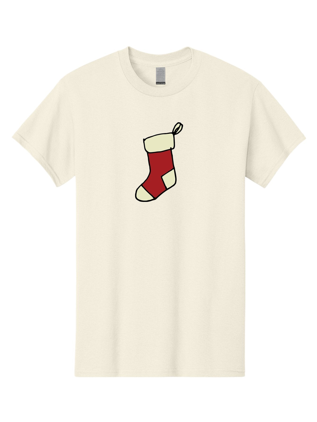 Christmas-Stocking Men'S Graphic Tee, 100% Cotton, Comfortable Casual Summer Wear, Machine Washable, Christmas Stocking, Holiday Decor, Festive Tradition, Red And White Colors, Black Outline, Cartoon Style, Holiday Season, Winter Wonderland -  Aaa821 5
