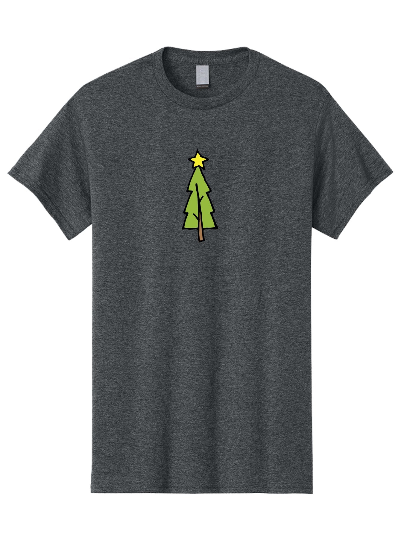 Christmas-Tree-4 Men'S Graphic Tee, 100% Cotton, Comfortable Casual Summer Wear, Machine Washable, Christmas Tree, Festive Season, Holiday Decorations, Star Topper, Cartoon Style, Simple Design, Green Tree, Yellow Star, Winter Wonderland, -  Aaa825 11