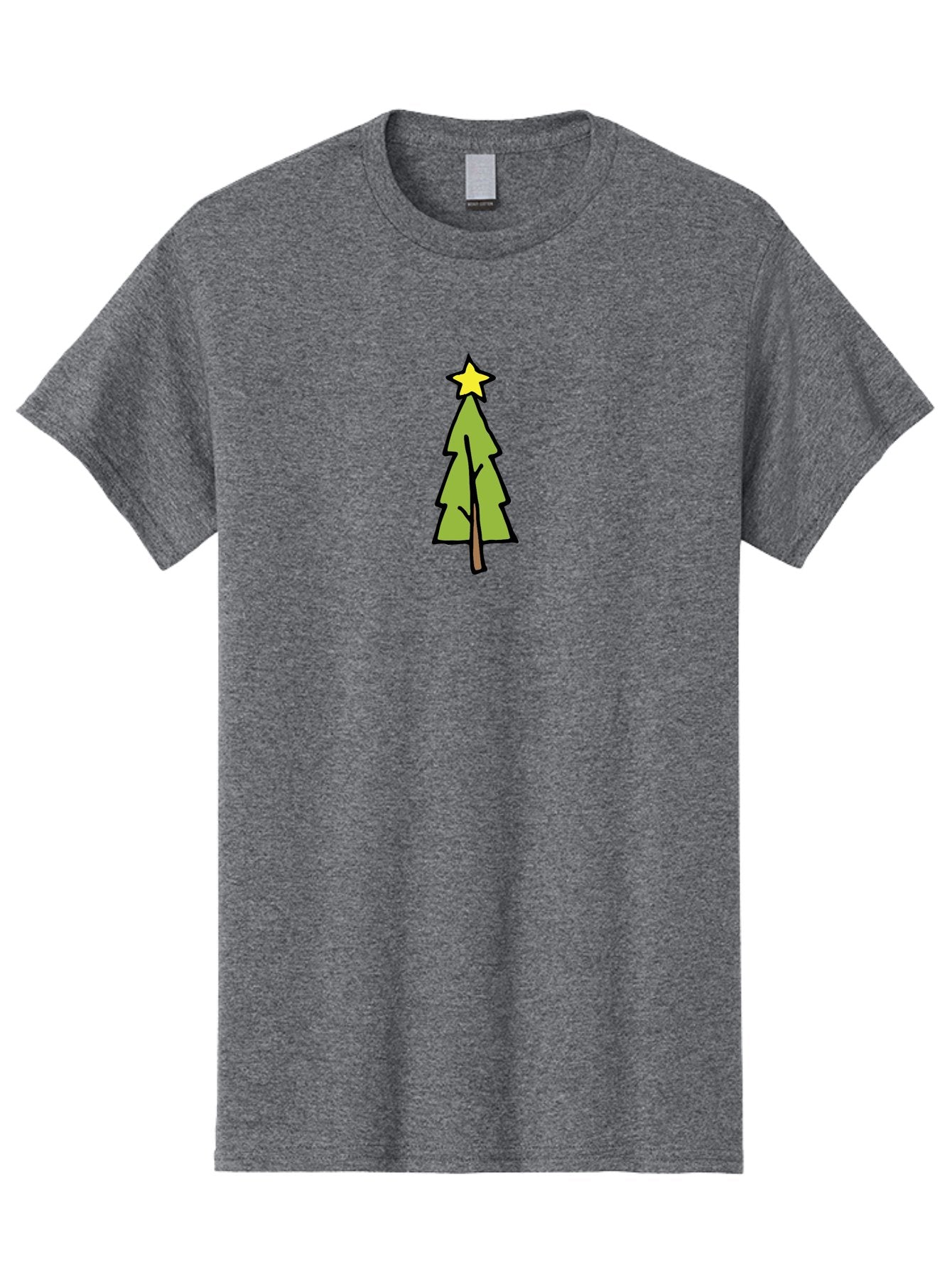 Christmas-Tree-4 Men'S Graphic Tee, 100% Cotton, Comfortable Casual Summer Wear, Machine Washable, Christmas Tree, Festive Season, Holiday Decorations, Star Topper, Cartoon Style, Simple Design, Green Tree, Yellow Star, Winter Wonderland, -  Aaa825 10