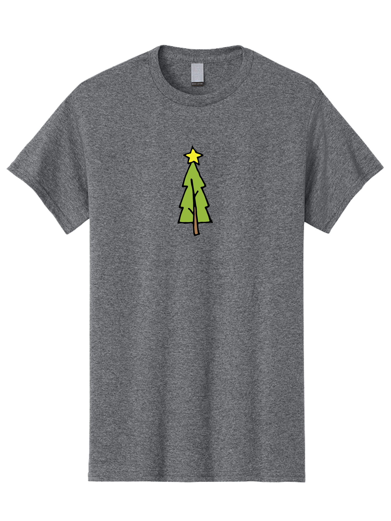 Christmas-Tree-4 Men'S Graphic Tee, 100% Cotton, Comfortable Casual Summer Wear, Machine Washable, Christmas Tree, Festive Season, Holiday Decorations, Star Topper, Cartoon Style, Simple Design, Green Tree, Yellow Star, Winter Wonderland, -  Aaa825 13