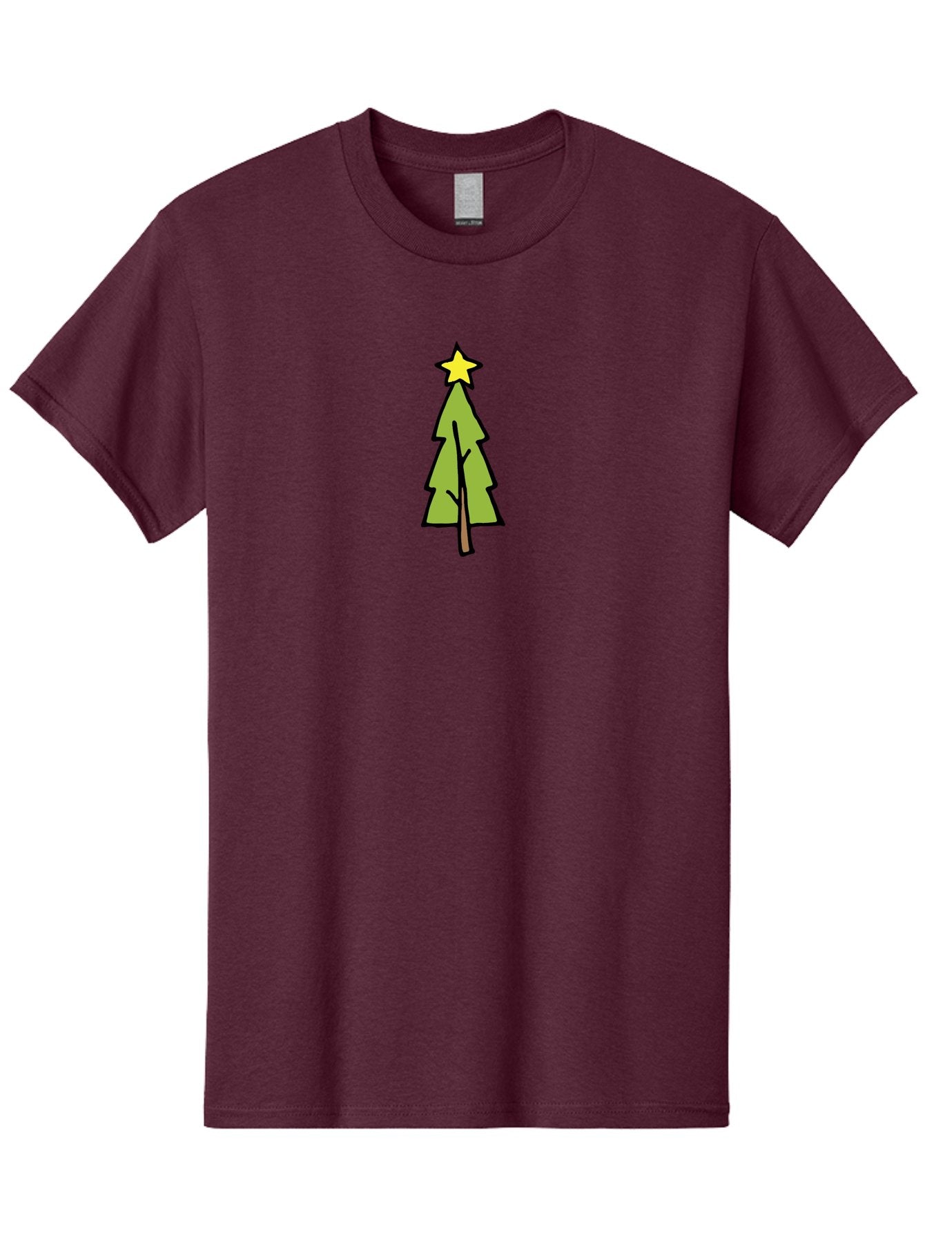 Christmas-Tree-4 Men'S Graphic Tee, 100% Cotton, Comfortable Casual Summer Wear, Machine Washable, Christmas Tree, Festive Season, Holiday Decorations, Star Topper, Cartoon Style, Simple Design, Green Tree, Yellow Star, Winter Wonderland, -  Aaa825 3