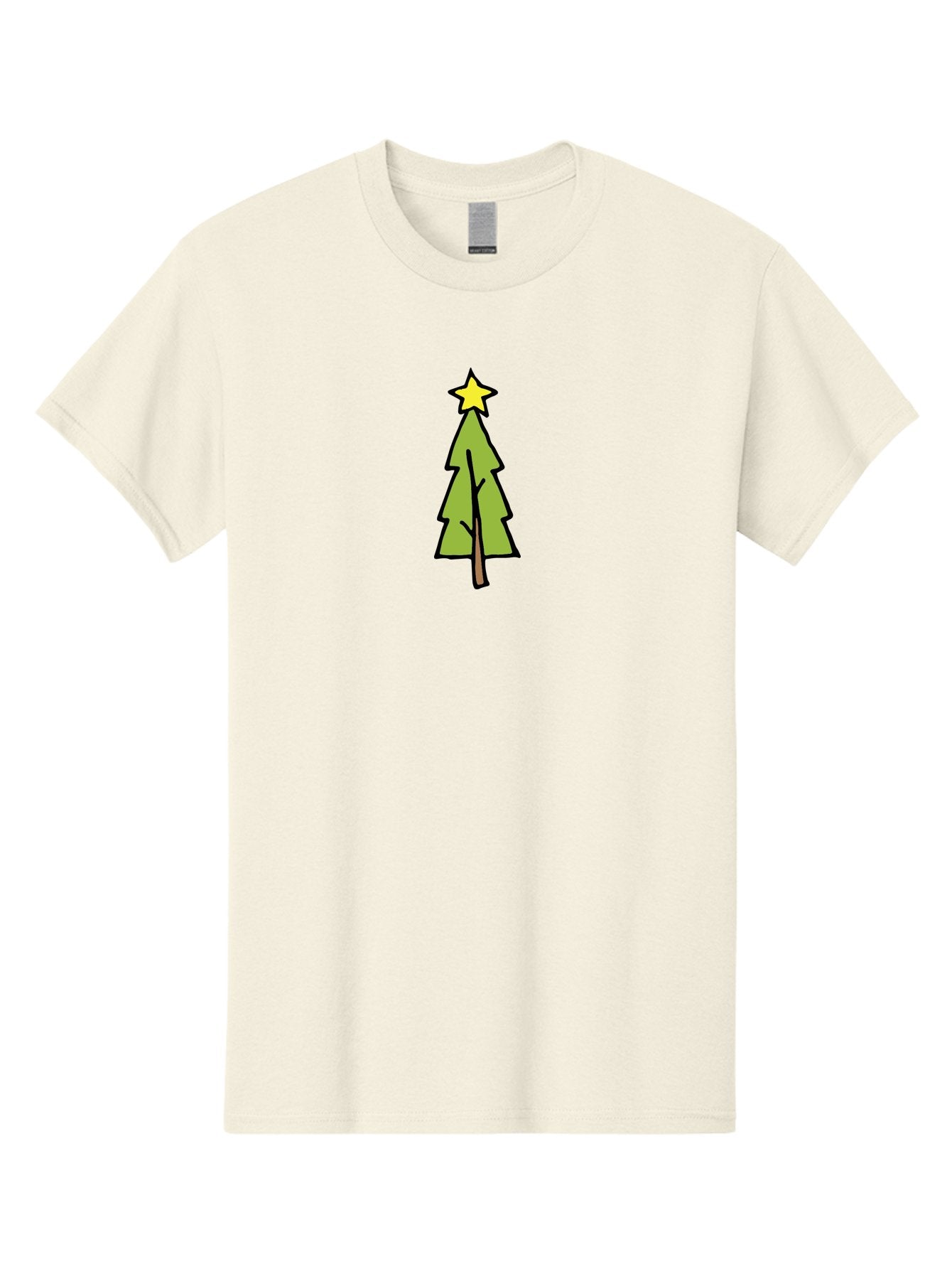 Christmas-Tree-4 Men'S Graphic Tee, 100% Cotton, Comfortable Casual Summer Wear, Machine Washable, Christmas Tree, Festive Season, Holiday Decorations, Star Topper, Cartoon Style, Simple Design, Green Tree, Yellow Star, Winter Wonderland, -  Aaa825 8