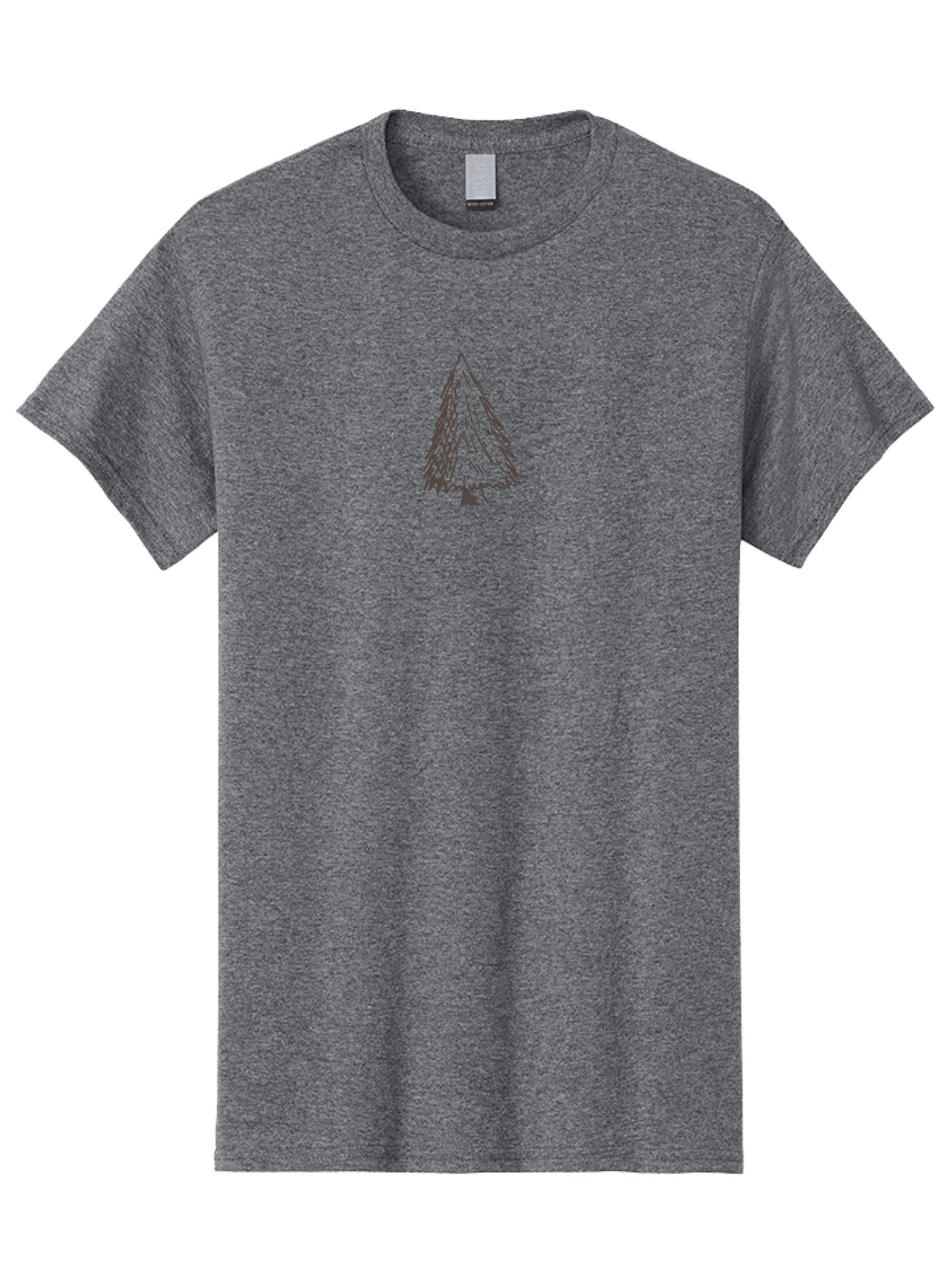 Christmas-Tree Men'S Graphic Tee, 100% Cotton, Comfortable Casual Summer Wear, Machine Washable, Hand Drawn Pine Tree, Simple Illustration, Minimalist Design, Triangular Shape, Dark Gray Lines, Rustic Charm, Whimsical Art, Forest Symbol -  Aaa826 3