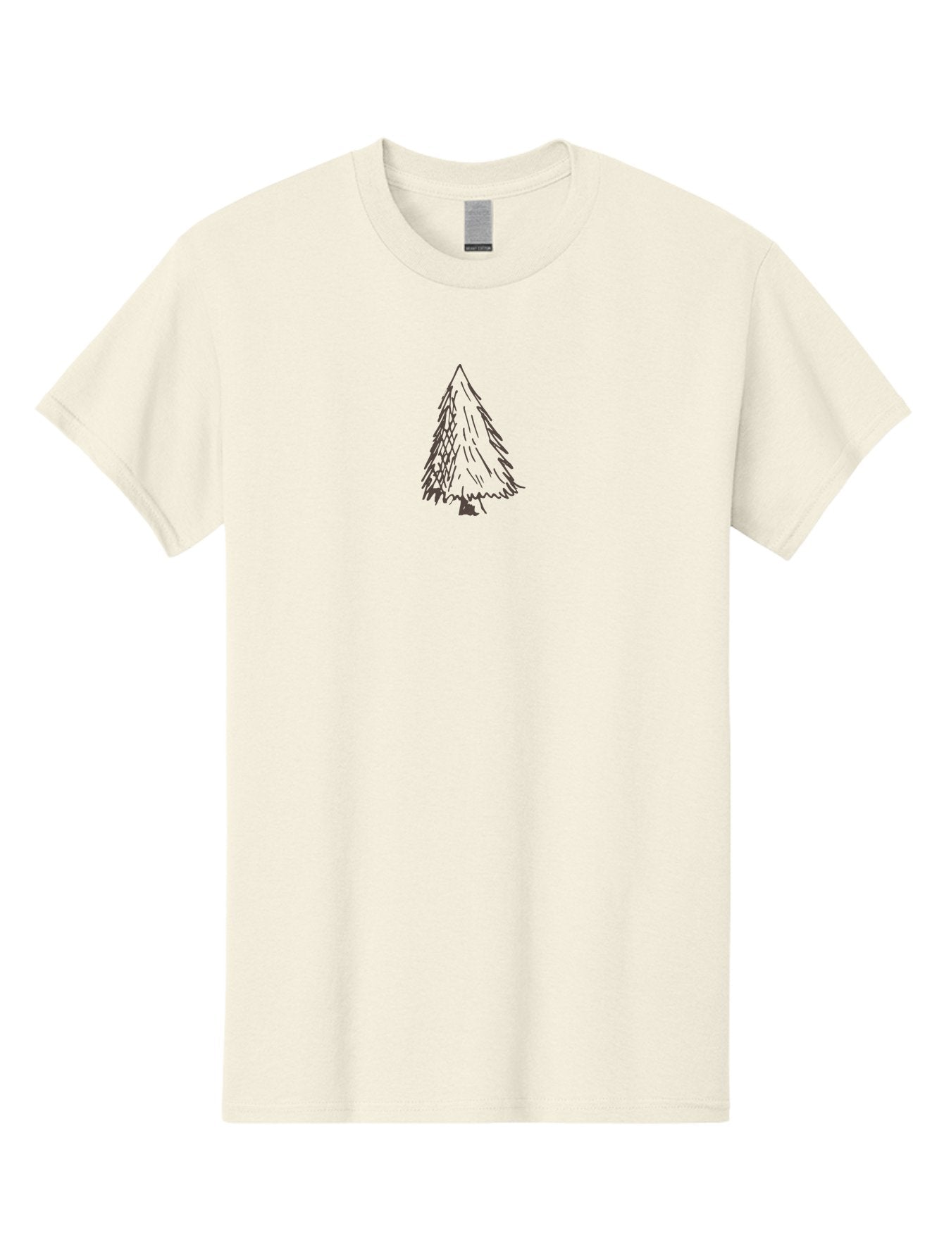 Christmas-Tree Men'S Graphic Tee, 100% Cotton, Comfortable Casual Summer Wear, Machine Washable, Hand Drawn Pine Tree, Simple Illustration, Minimalist Design, Triangular Shape, Dark Gray Lines, Rustic Charm, Whimsical Art, Forest Symbol -  Aaa826 8