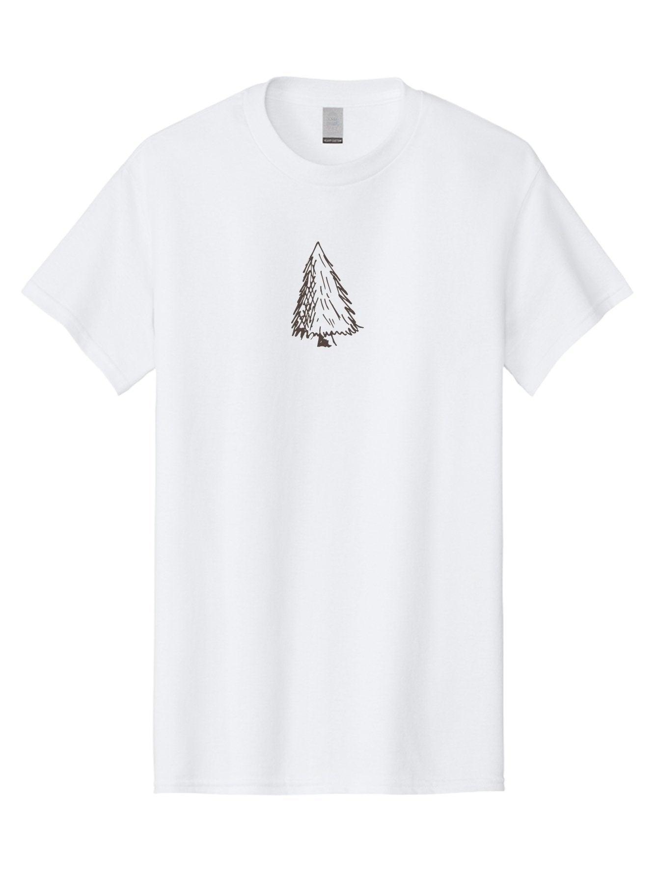 Christmas-Tree Men'S Graphic Tee, 100% Cotton, Comfortable Casual Summer Wear, Machine Washable, Hand Drawn Pine Tree, Simple Illustration, Minimalist Design, Triangular Shape, Dark Gray Lines, Rustic Charm, Whimsical Art, Forest Symbol -  Aaa826 7
