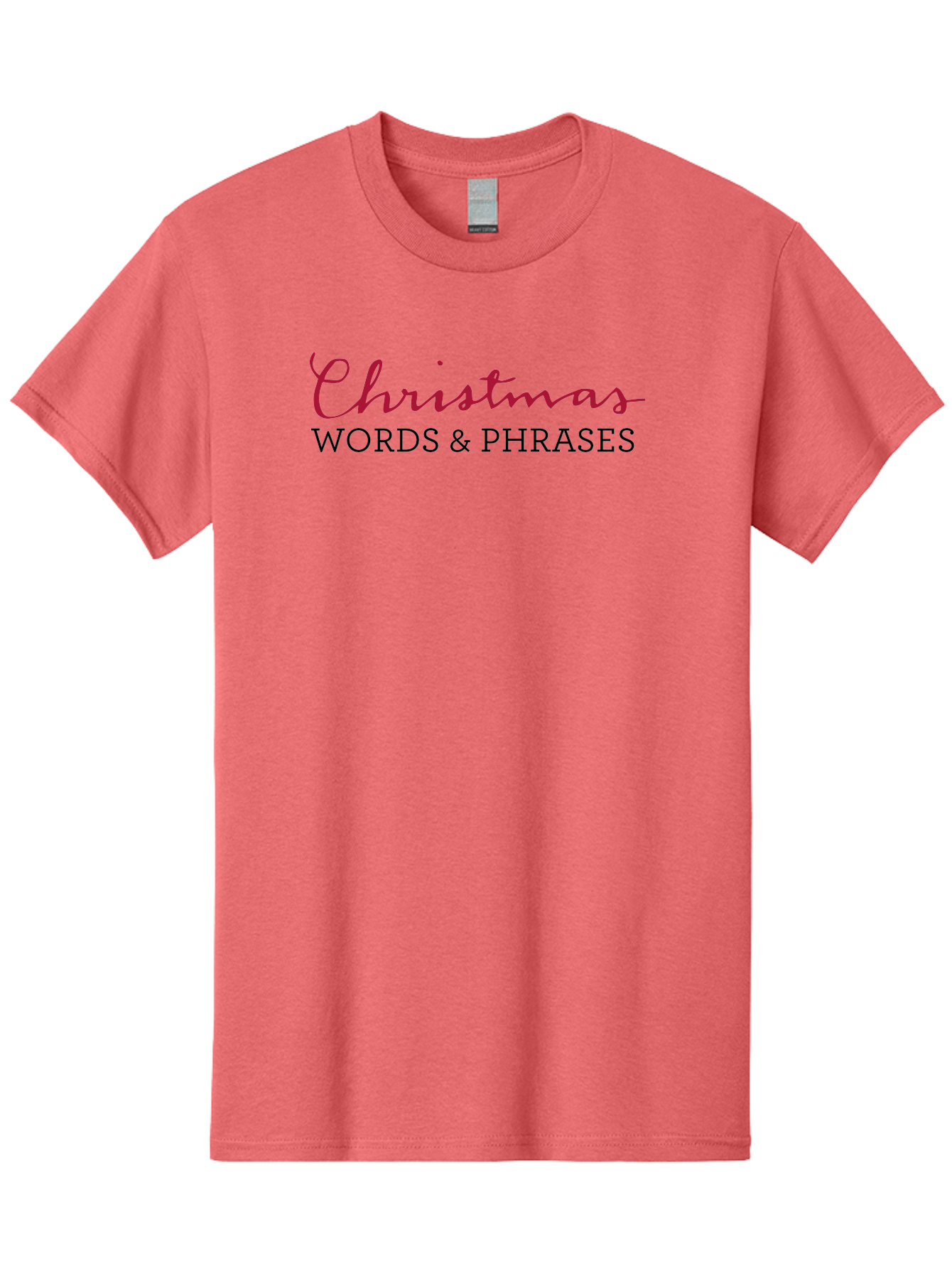Christmas-Words-Phrases-2 Men'S Graphic Tee, 100% Cotton, Comfortable Casual Summer Wear, Machine Washable, Christmas Graphics, Holiday Phrases, Festive Fonts, Christmas Vocabulary, Seasonal Wording, Red And Black Text -  Aaa829