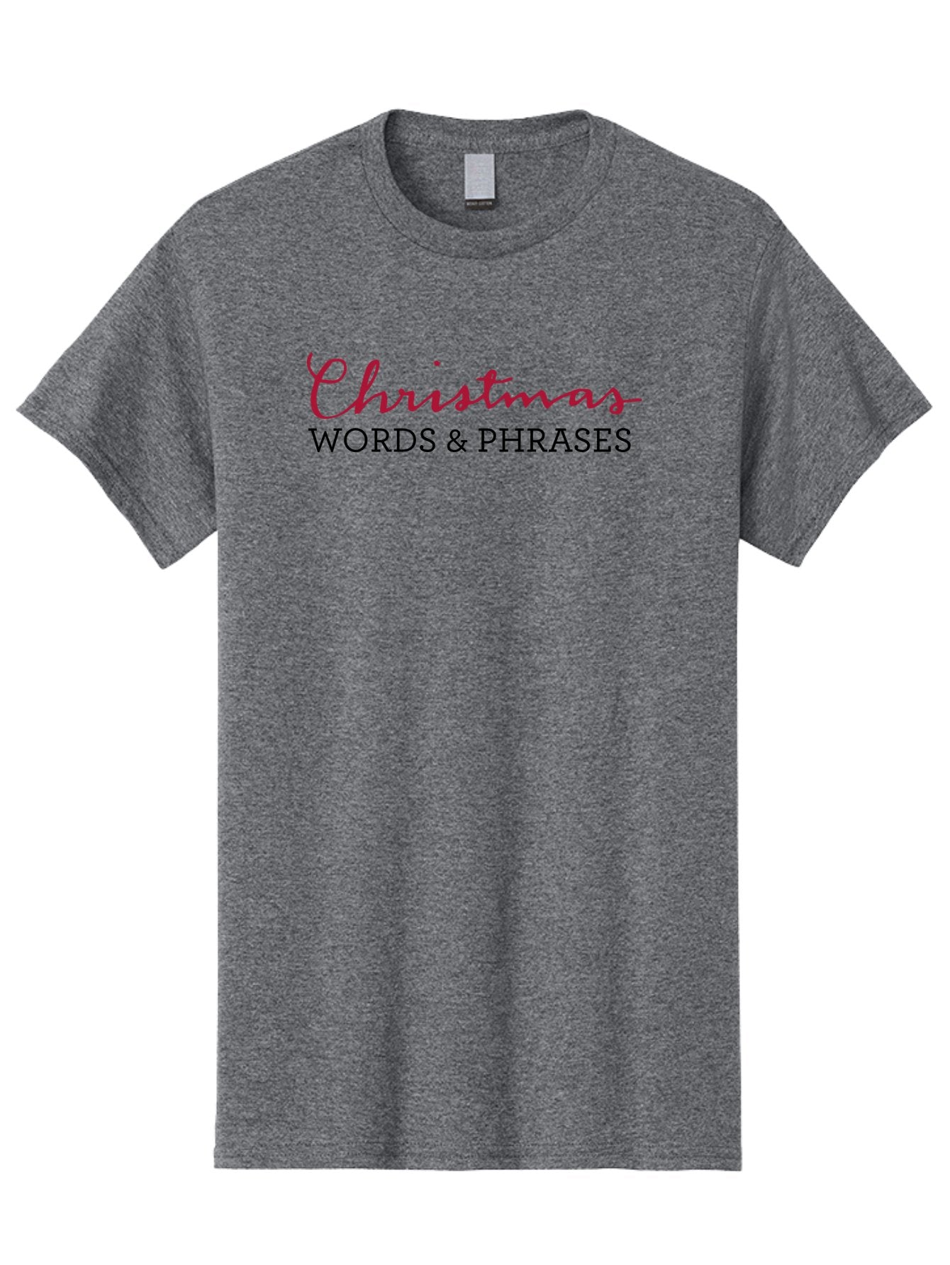 Christmas-Words-Phrases-2 Men'S Graphic Tee, 100% Cotton, Comfortable Casual Summer Wear, Machine Washable, Christmas Graphics, Holiday Phrases, Festive Fonts, Christmas Vocabulary, Seasonal Wording, Red And Black Text -  Aaa829 12