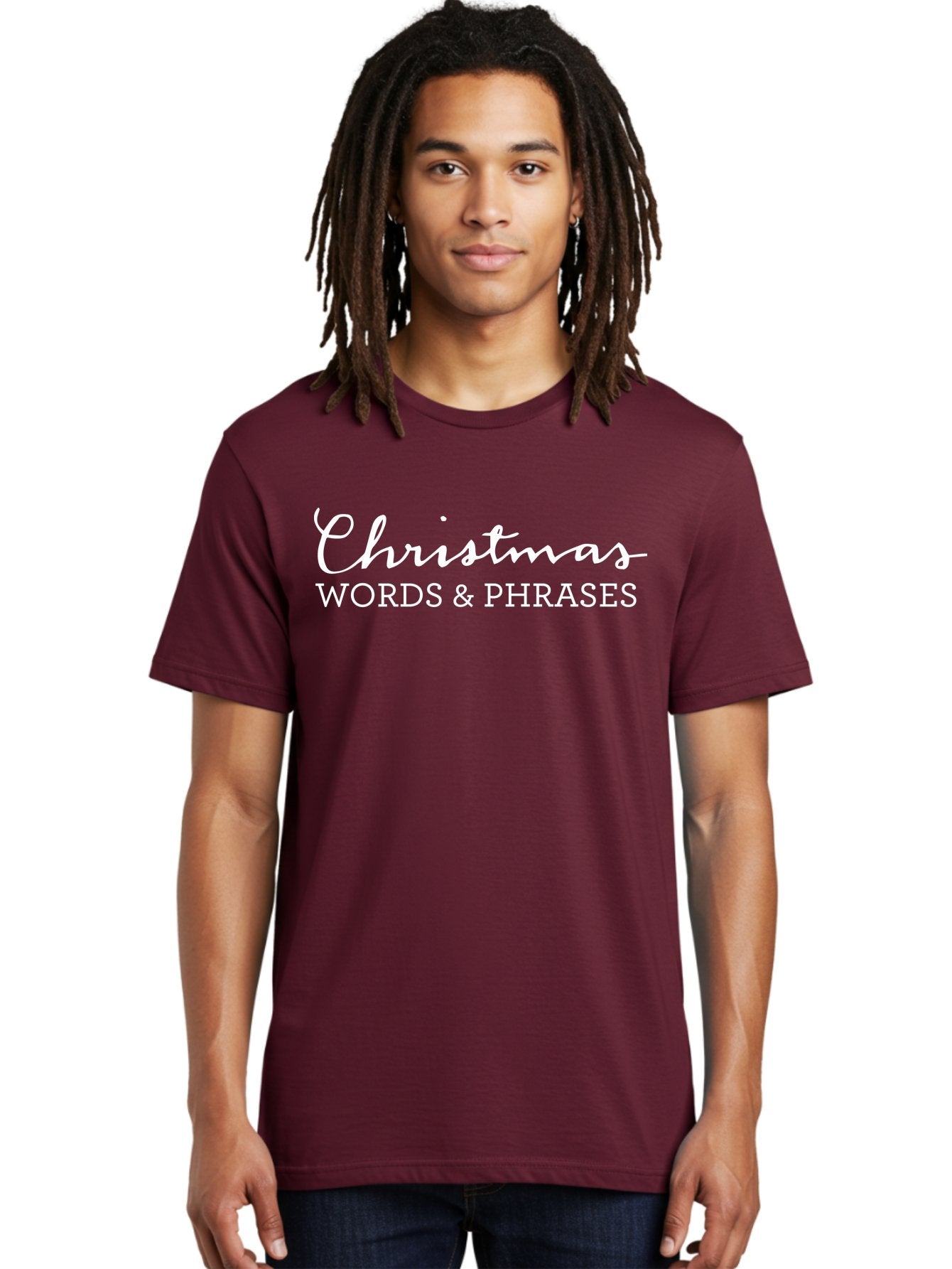 Christmas-Words-Phrases Men'S Graphic Tee, 100% Cotton, Comfortable Casual Summer Wear, Machine Washable, Christmas Words, Holiday Phrases, Festive Language, Christmas Vocabulary, Winter Phrases, Seasonal Expressions, Christmas Terminology -  Aaa830 19