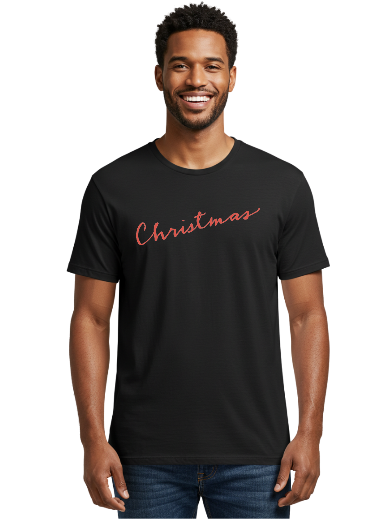 Christmas Men'S Graphic Tee, 100% Cotton, Comfortable Casual Summer Wear, Machine Washable, Christmas Greeting, Festive Season, Holiday Message, Pink Cursive Text, Christmas Celebration, Winter Wonderland -  Aaa832