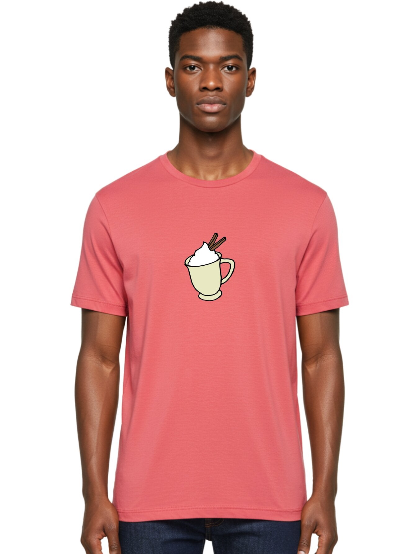 Cinnamon-Cappuccino Men'S Graphic Tee, 100% Cotton, Comfortable Casual Summer Wear, Machine Washable, Hot Chocolate, Whipped Cream, Cinnamon Sticks, Warm Beverage, Coffee Drink, Sweet Treat, Comforting Drink, Creamy Texture -  Aaa833 26