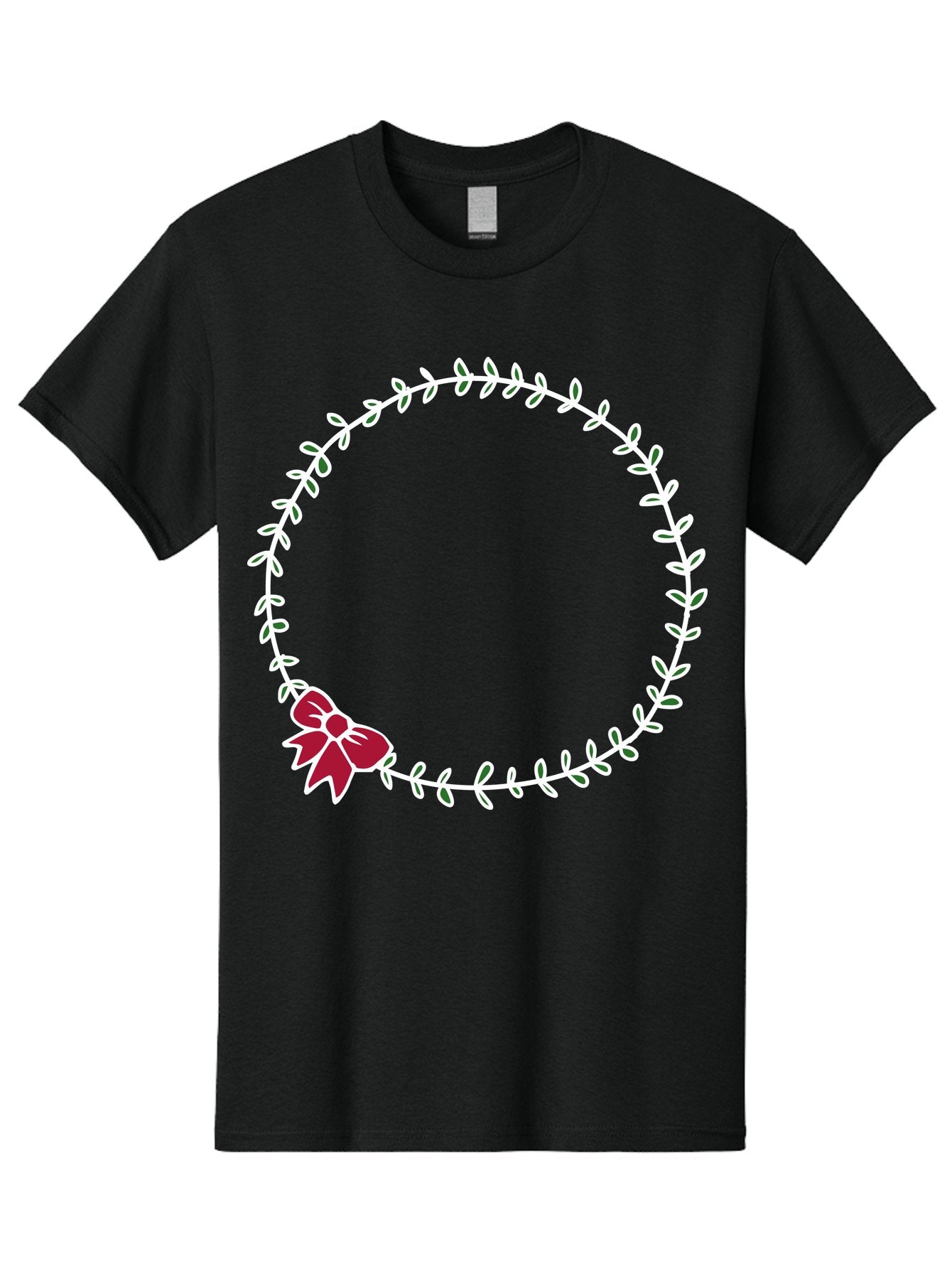 Circular-Wreath-With-Red-Bow Men'S Graphic Tee, 100% Cotton, Comfortable Casual Summer Wear, Machine Washable, Floral Wreath, White Leaves, Red Bow, Decorative Frame, Circular Design, Elegant Border, Festive Decoration, Minimalist Style, -  Aaa835 12