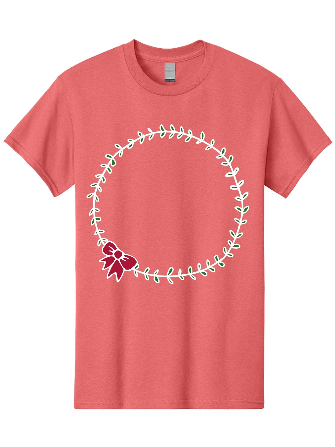Circular-Wreath-With-Red-Bow Men'S Graphic Tee, 100% Cotton, Comfortable Casual Summer Wear, Machine Washable, Floral Wreath, White Leaves, Red Bow, Decorative Frame, Circular Design, Elegant Border, Festive Decoration, Minimalist Style, -  Aaa835 11