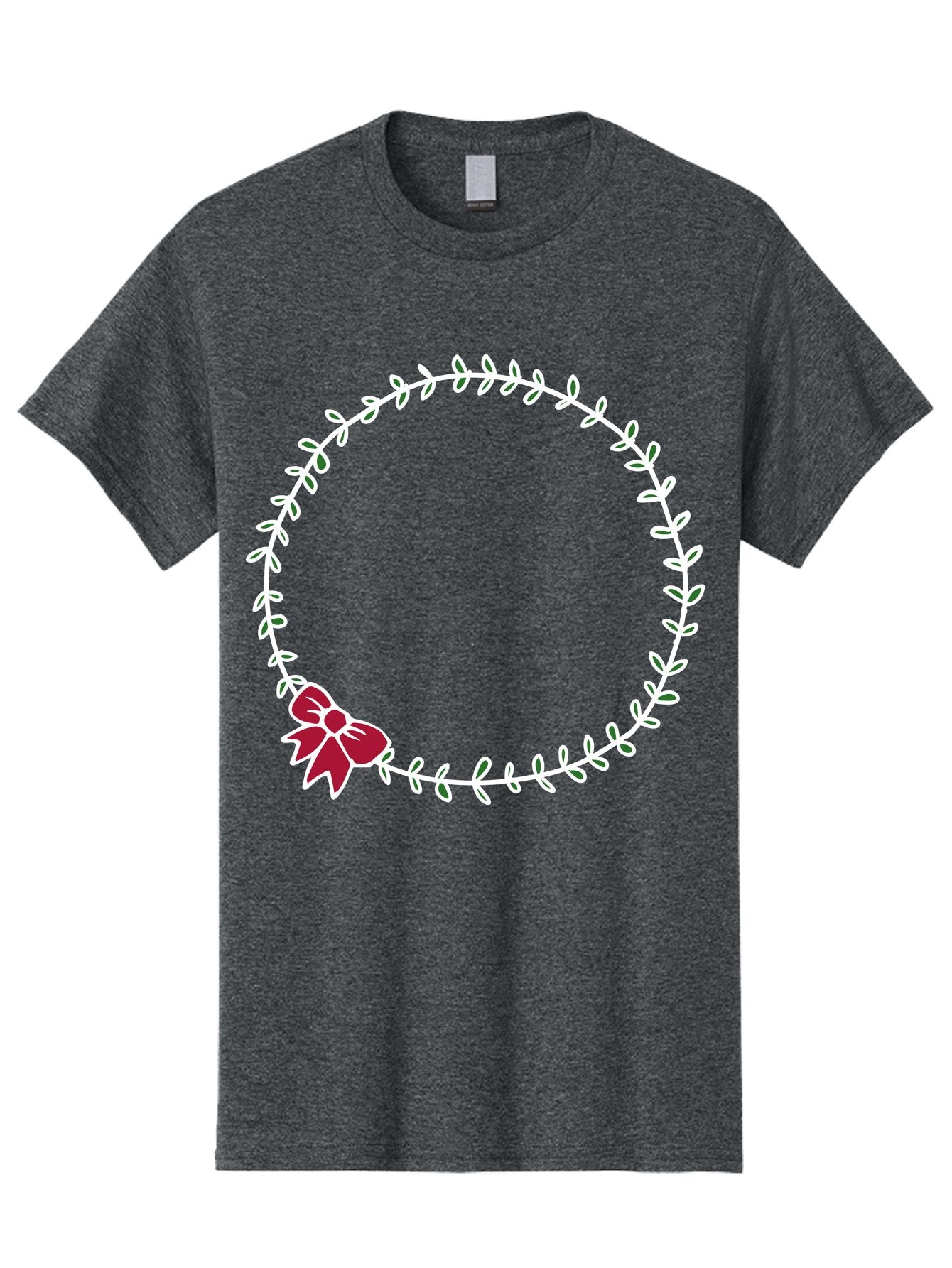 Circular-Wreath-With-Red-Bow Men'S Graphic Tee, 100% Cotton, Comfortable Casual Summer Wear, Machine Washable, Floral Wreath, White Leaves, Red Bow, Decorative Frame, Circular Design, Elegant Border, Festive Decoration, Minimalist Style, -  Aaa835 9
