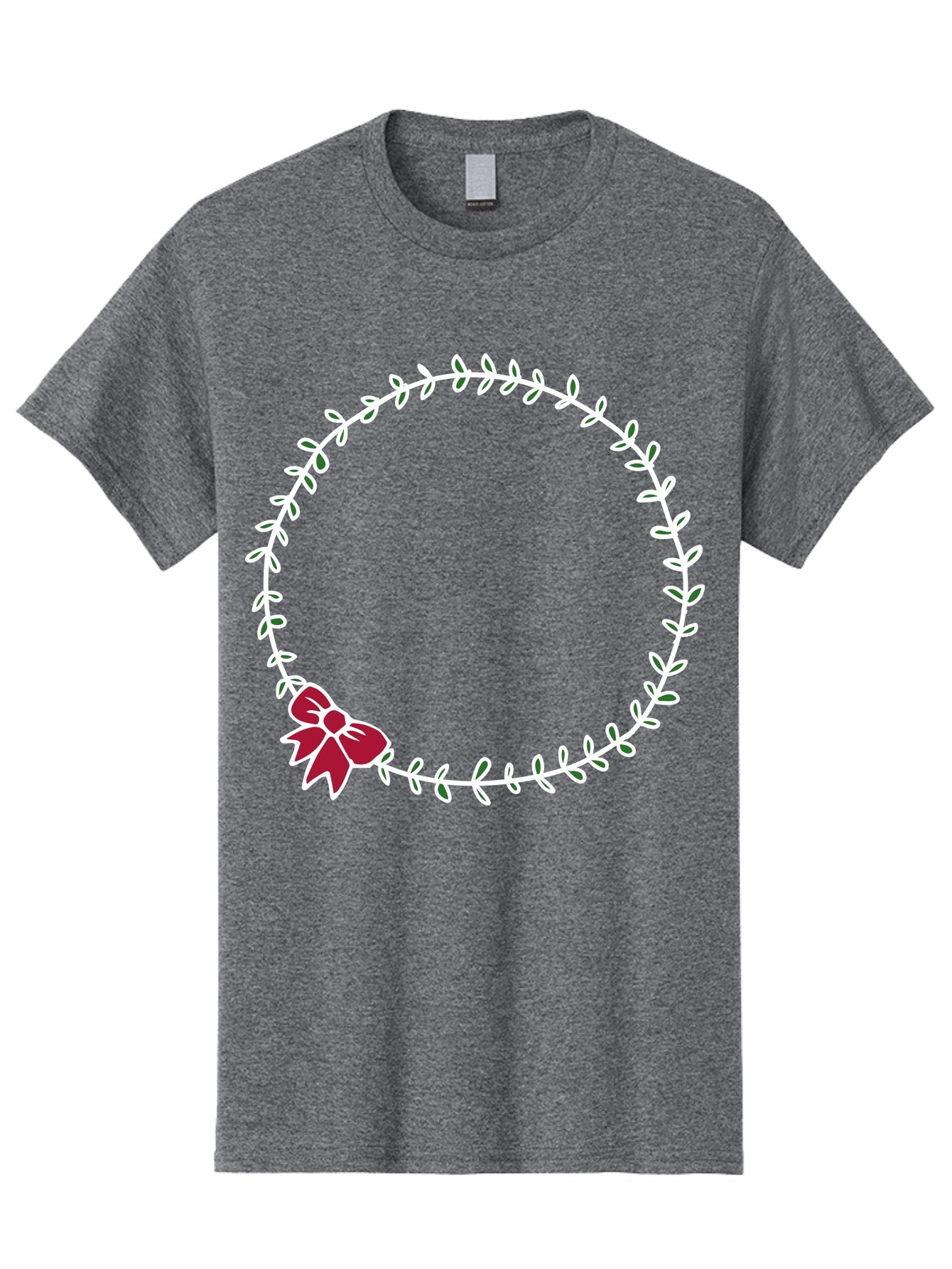 Circular-Wreath-With-Red-Bow Men'S Graphic Tee, 100% Cotton, Comfortable Casual Summer Wear, Machine Washable, Floral Wreath, White Leaves, Red Bow, Decorative Frame, Circular Design, Elegant Border, Festive Decoration, Minimalist Style, -  Aaa835 14