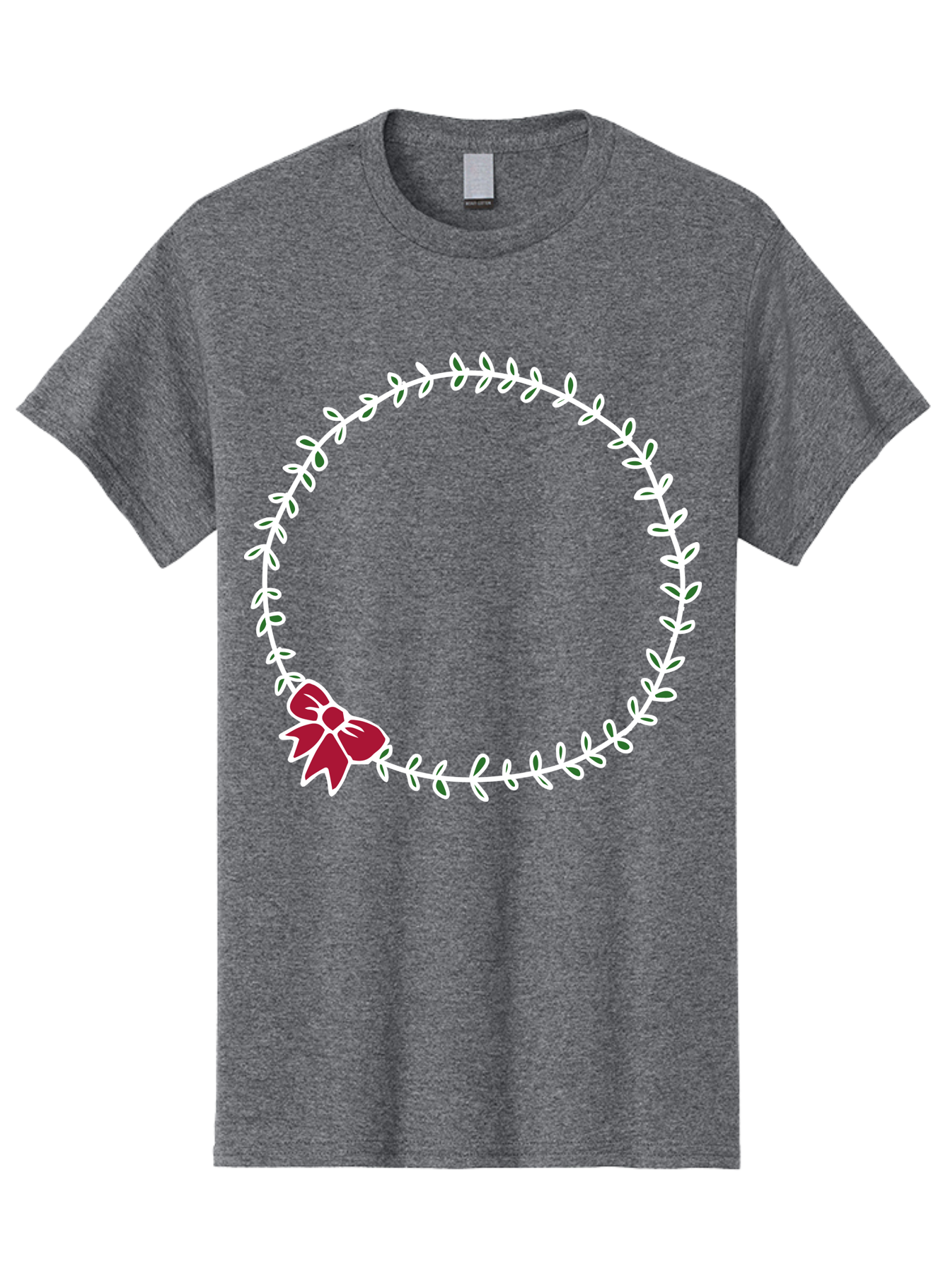 Circular-Wreath-With-Red-Bow Men'S Graphic Tee, 100% Cotton, Comfortable Casual Summer Wear, Machine Washable, Floral Wreath, White Leaves, Red Bow, Decorative Frame, Circular Design, Elegant Border, Festive Decoration, Minimalist Style, -  Aaa835 9