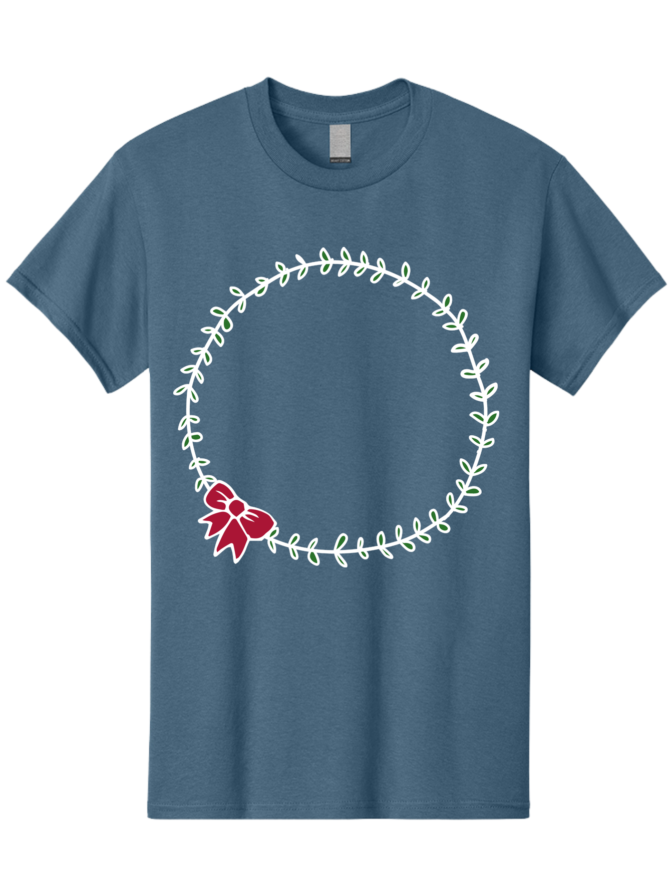 Circular-Wreath-With-Red-Bow Men'S Graphic Tee, 100% Cotton, Comfortable Casual Summer Wear, Machine Washable, Floral Wreath, White Leaves, Red Bow, Decorative Frame, Circular Design, Elegant Border, Festive Decoration, Minimalist Style, -  Aaa835 11