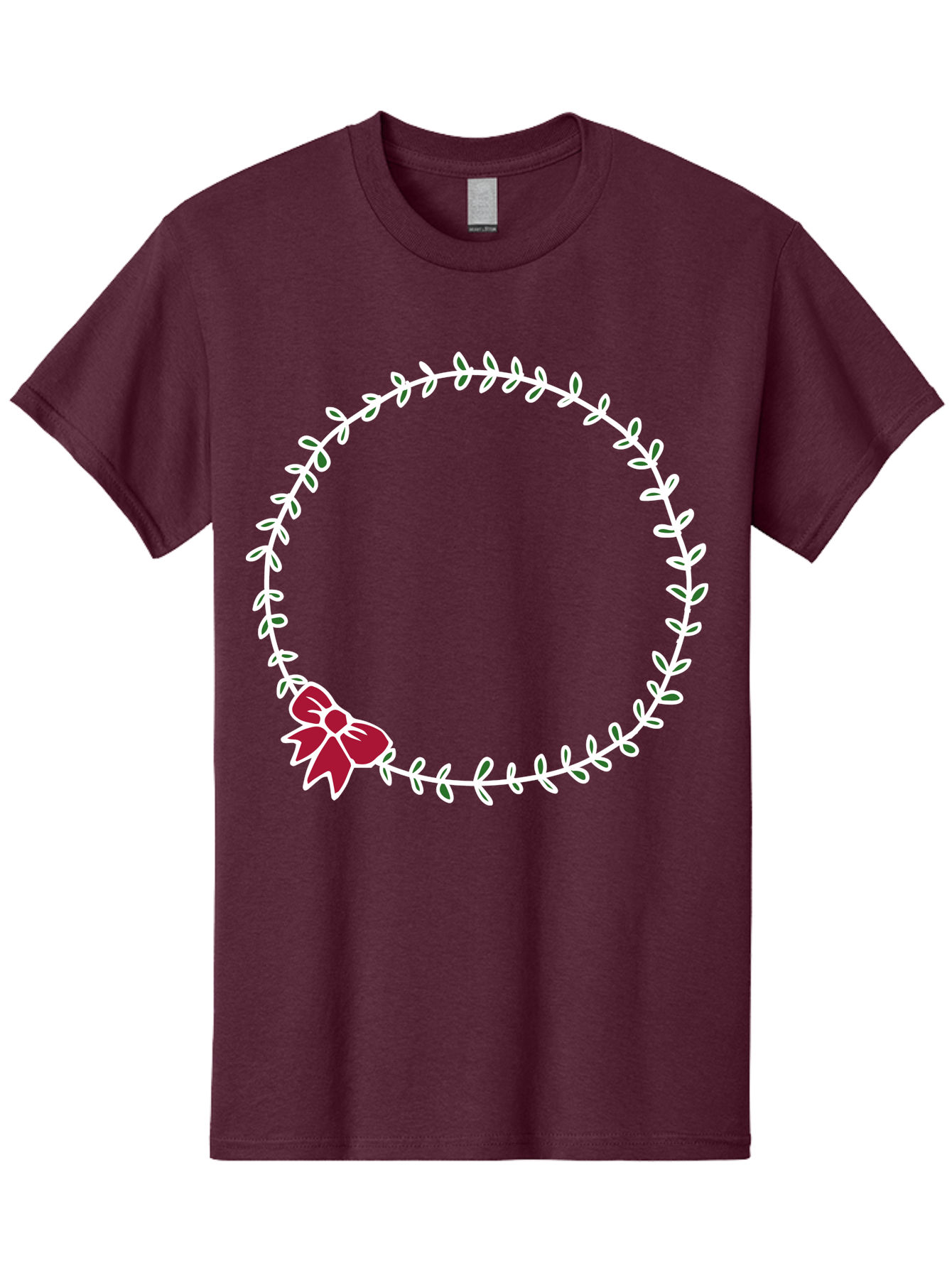 Circular-Wreath-With-Red-Bow Men'S Graphic Tee, 100% Cotton, Comfortable Casual Summer Wear, Machine Washable, Floral Wreath, White Leaves, Red Bow, Decorative Frame, Circular Design, Elegant Border, Festive Decoration, Minimalist Style, -  Aaa835 13