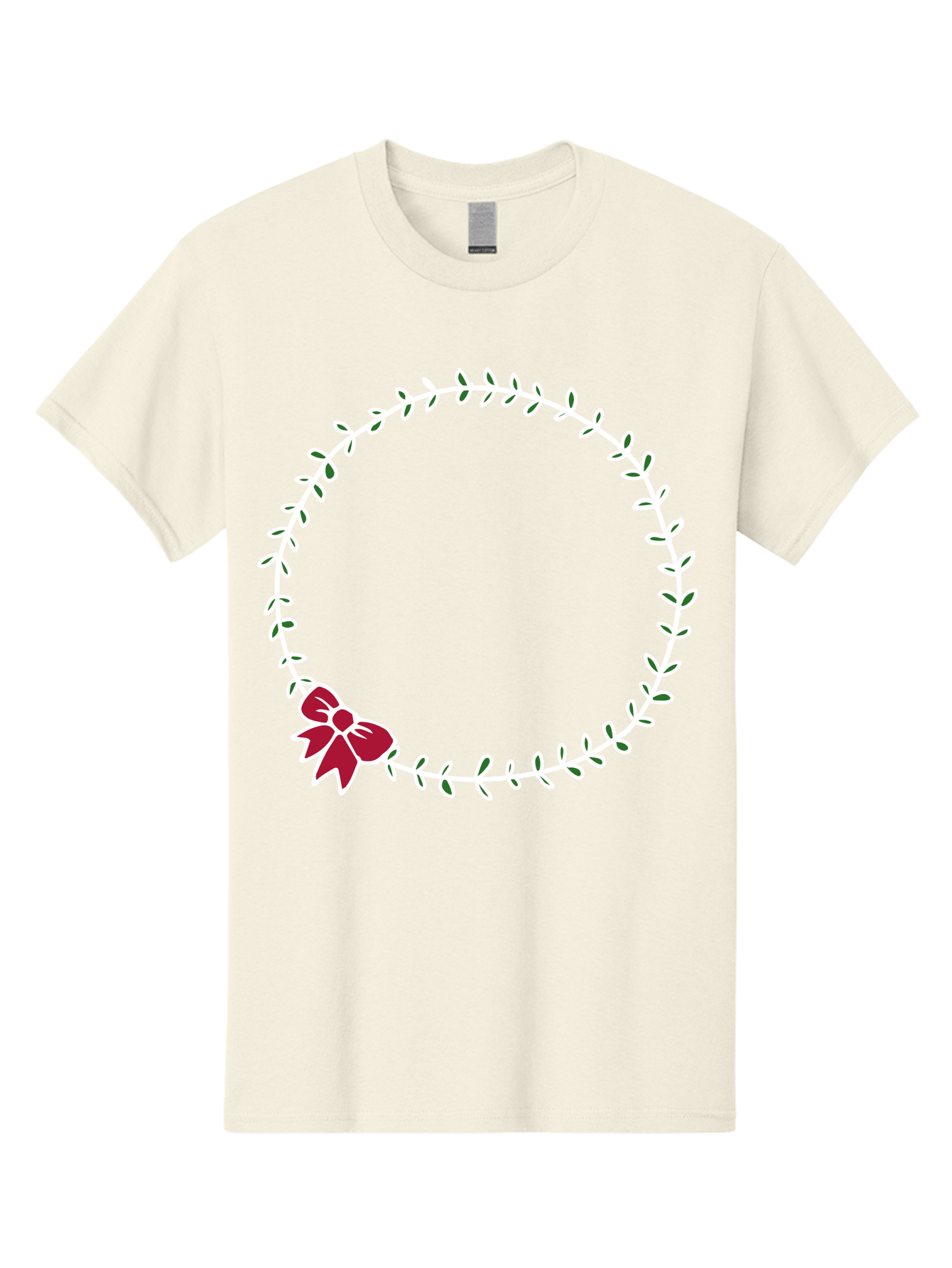 Circular-Wreath-With-Red-Bow Men'S Graphic Tee, 100% Cotton, Comfortable Casual Summer Wear, Machine Washable, Floral Wreath, White Leaves, Red Bow, Decorative Frame, Circular Design, Elegant Border, Festive Decoration, Minimalist Style, -  Aaa835 17