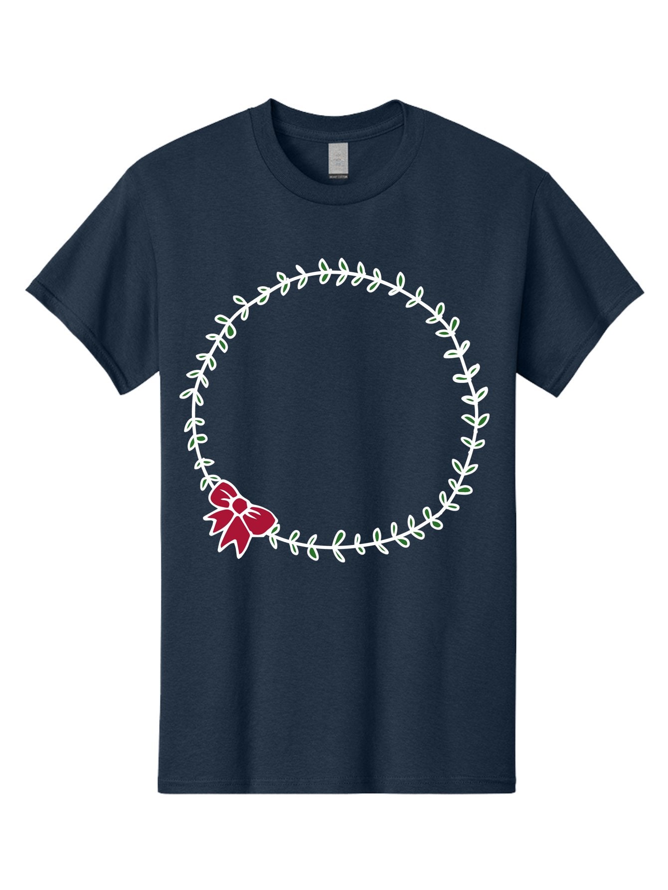 Circular-Wreath-With-Red-Bow Men'S Graphic Tee, 100% Cotton, Comfortable Casual Summer Wear, Machine Washable, Floral Wreath, White Leaves, Red Bow, Decorative Frame, Circular Design, Elegant Border, Festive Decoration, Minimalist Style, -  Aaa835 10