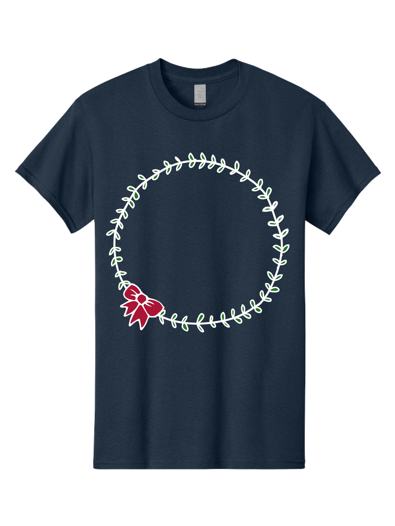 Circular-Wreath-With-Red-Bow Men'S Graphic Tee, 100% Cotton, Comfortable Casual Summer Wear, Machine Washable, Floral Wreath, White Leaves, Red Bow, Decorative Frame, Circular Design, Elegant Border, Festive Decoration, Minimalist Style, -  Aaa835 19